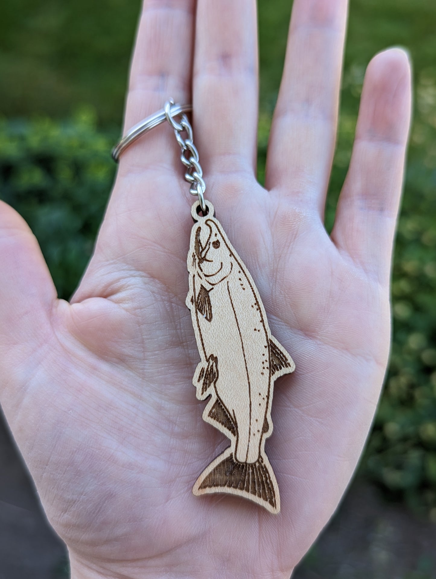 Wooden Salmon Keychain and magnet