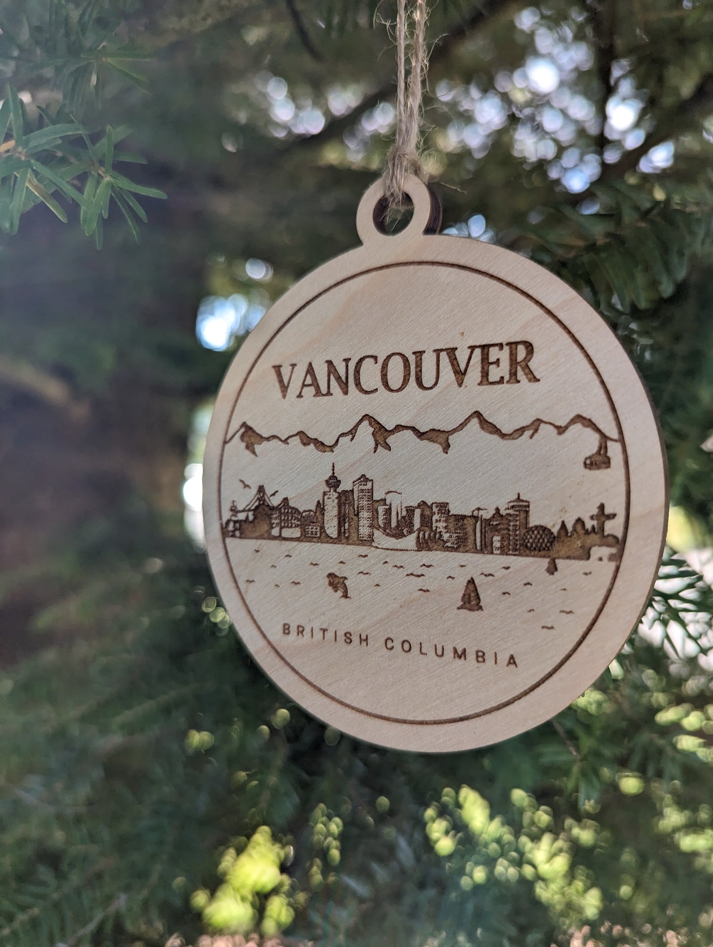 Wooden Vancouver Christmas Ornament