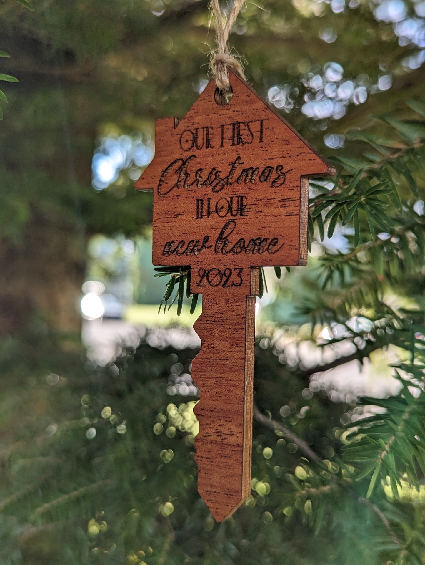 Wooden Key Christmas Ornament