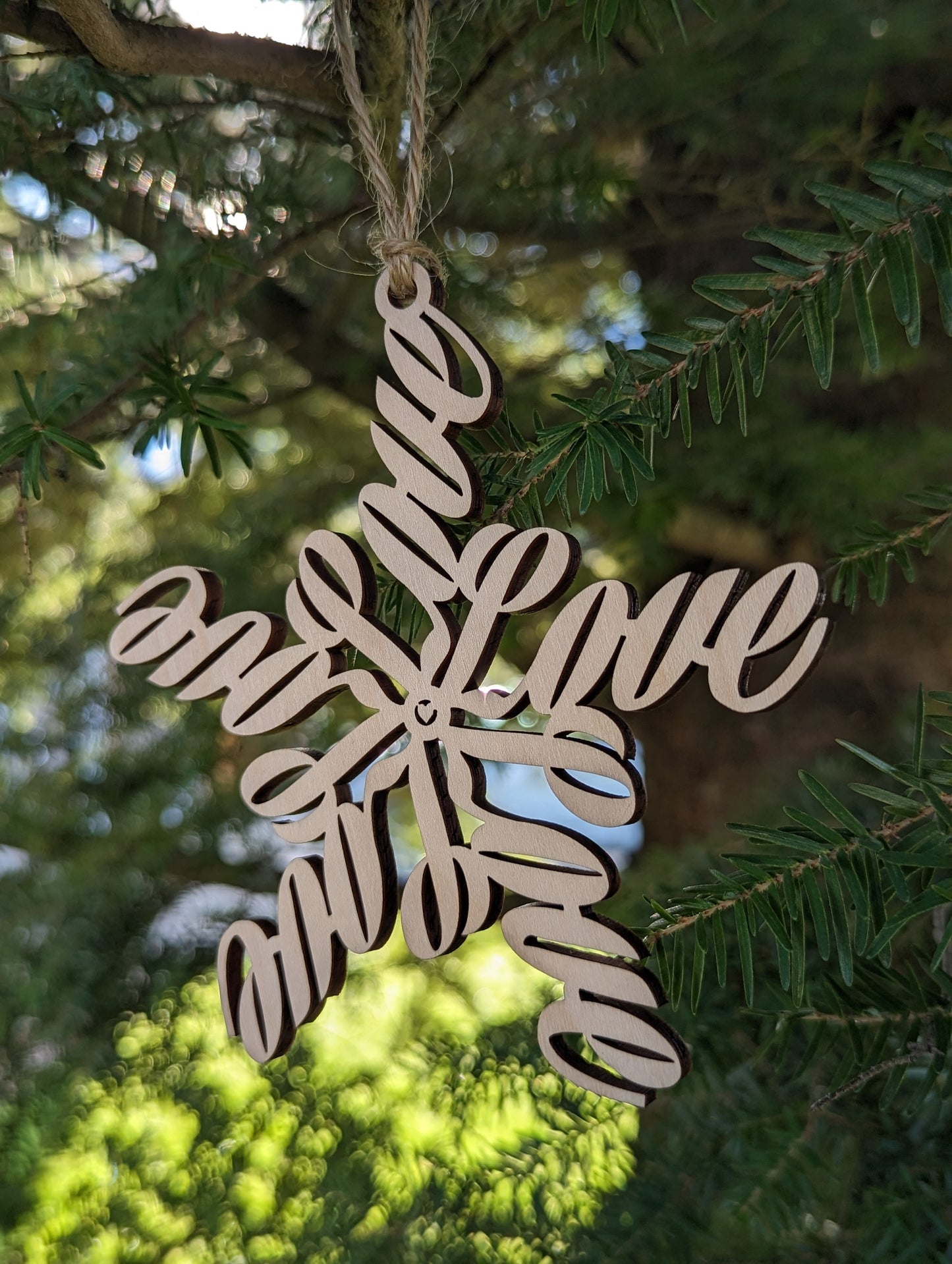 Wooden Advent snowflake Christmas Ornament