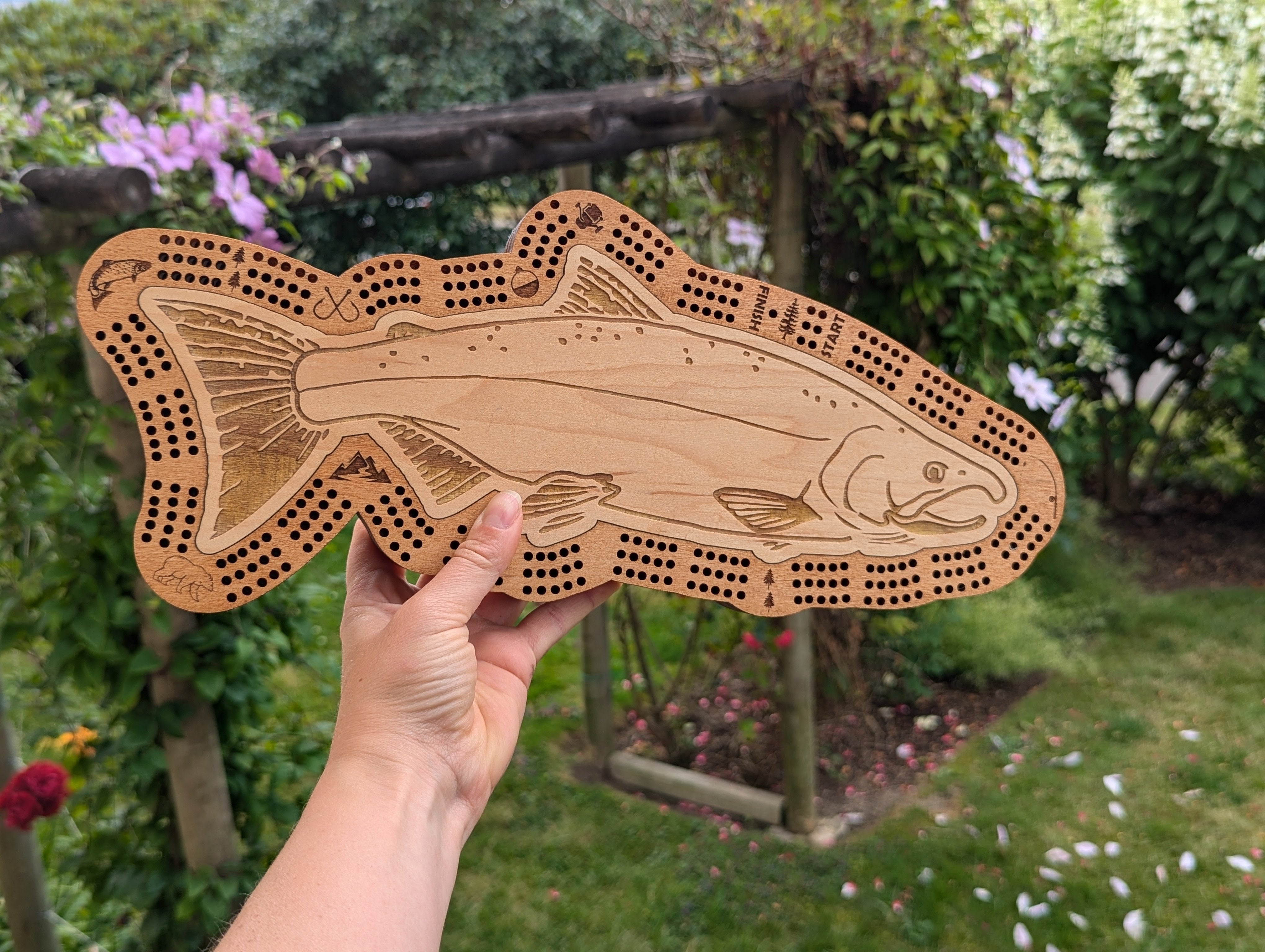 On sale Maple Fish Cribbage Board