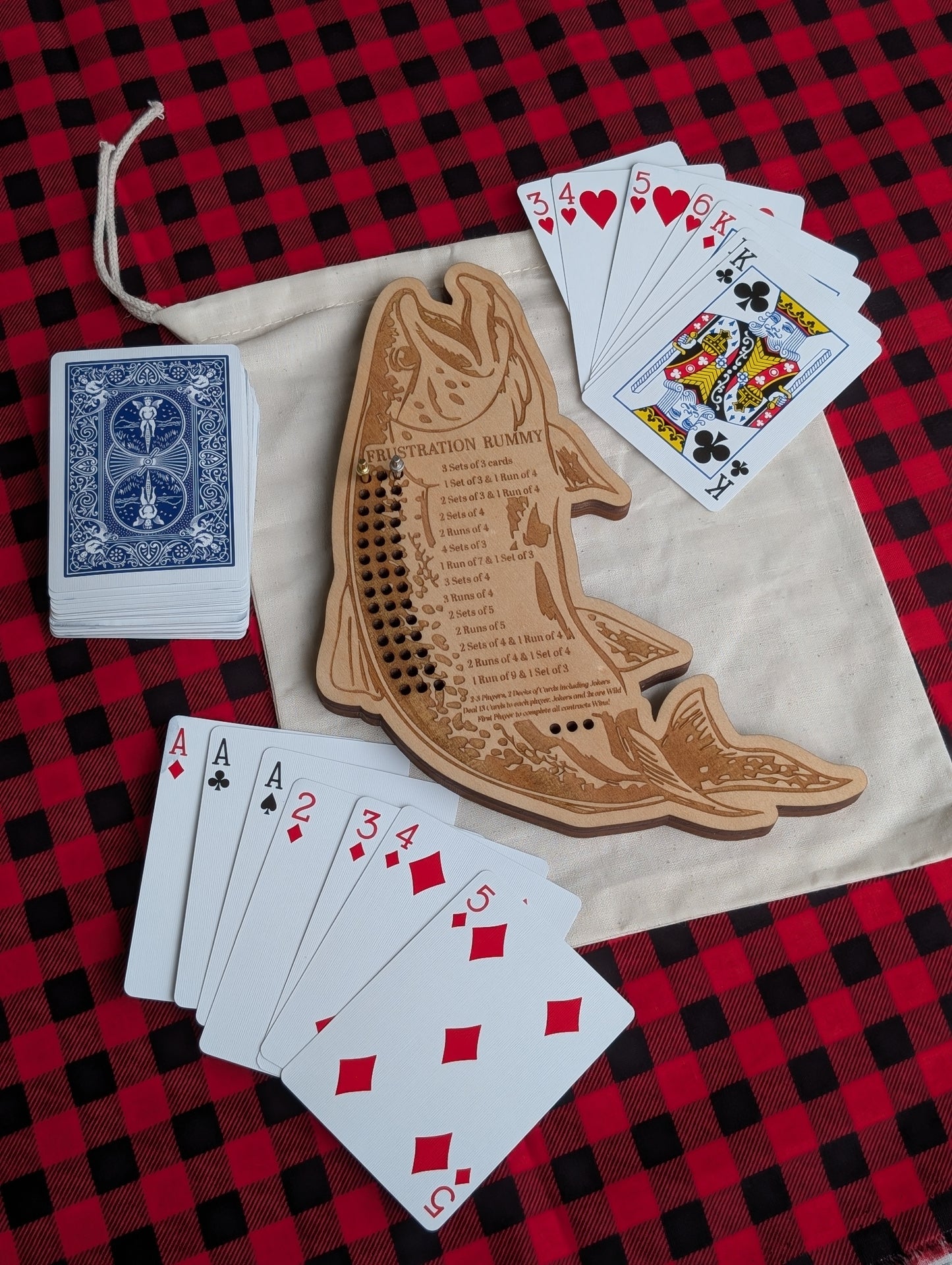 Wooden Fish Frustration Rummy Board