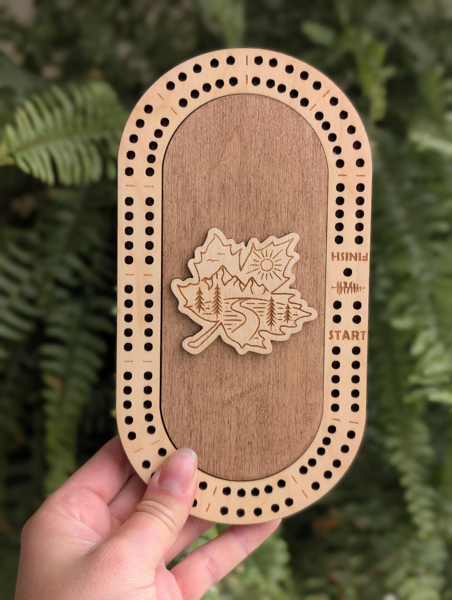 Travel Size Maple leaf Cribbage Board
