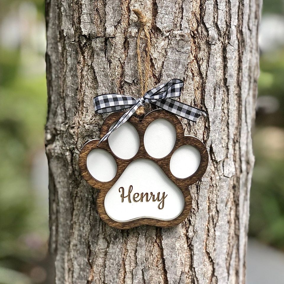 Dog paw print ornament hotsell