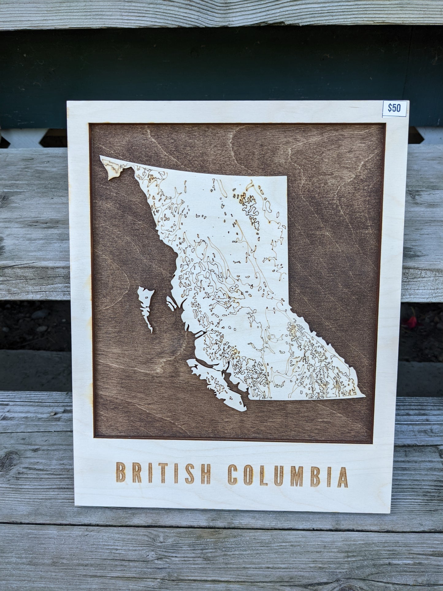 BC Wooden Topographic Map Map 50.00