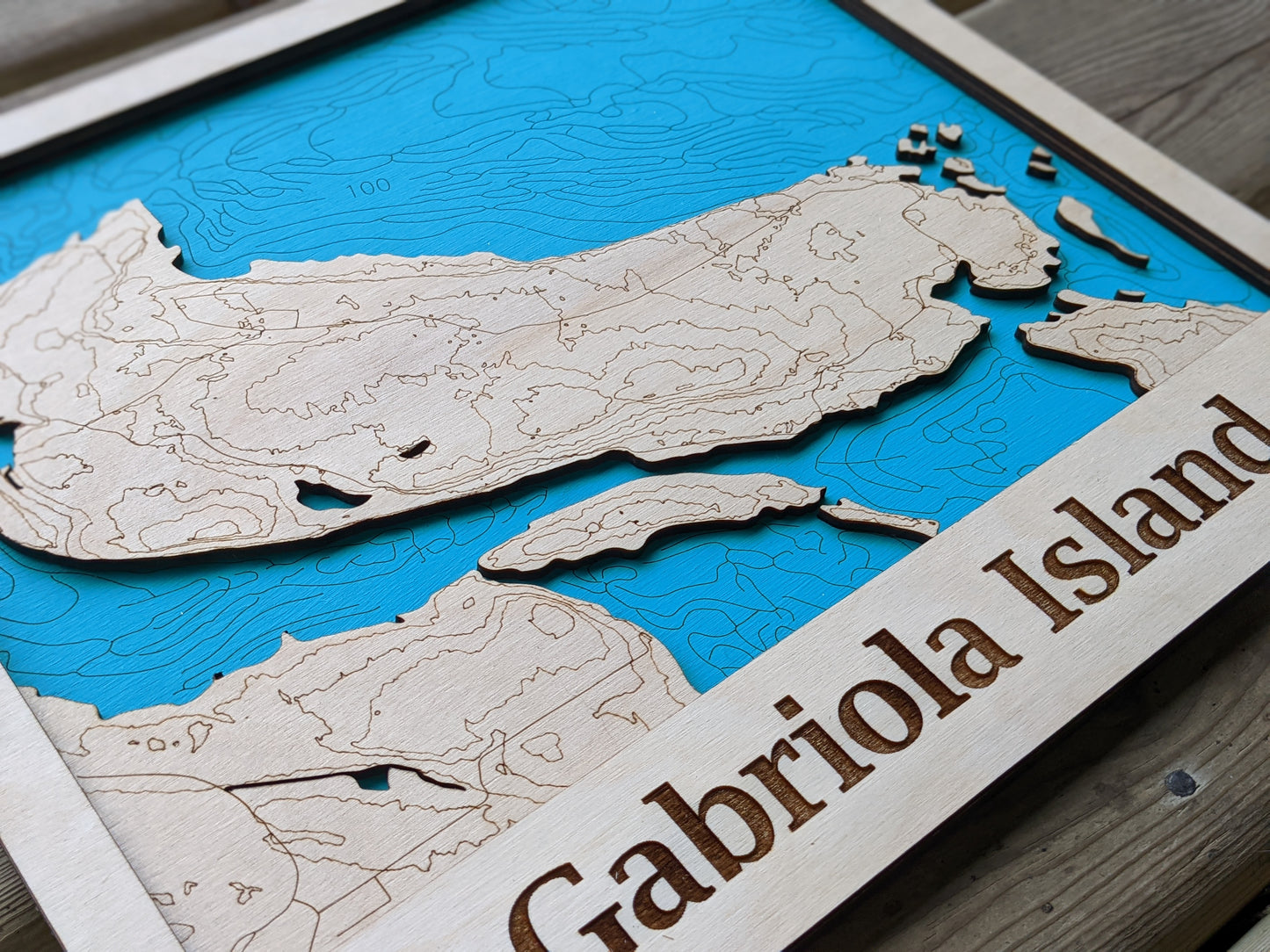 Gabriola Island Wooden Topographic Map Map 50.00