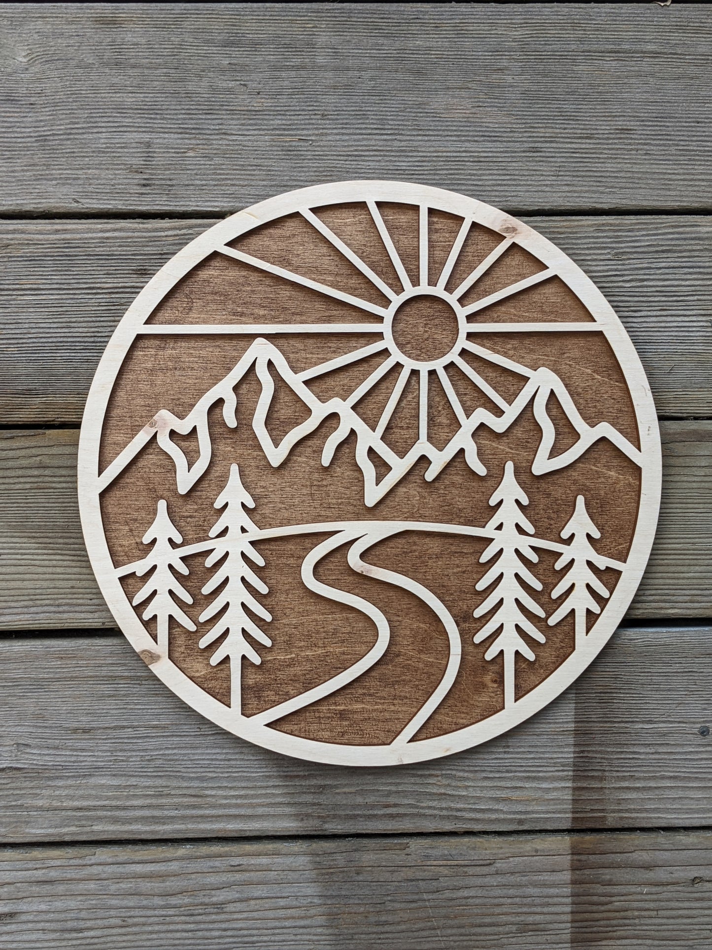 3D Layered Wood Mountain Wall Art Sign 35.00