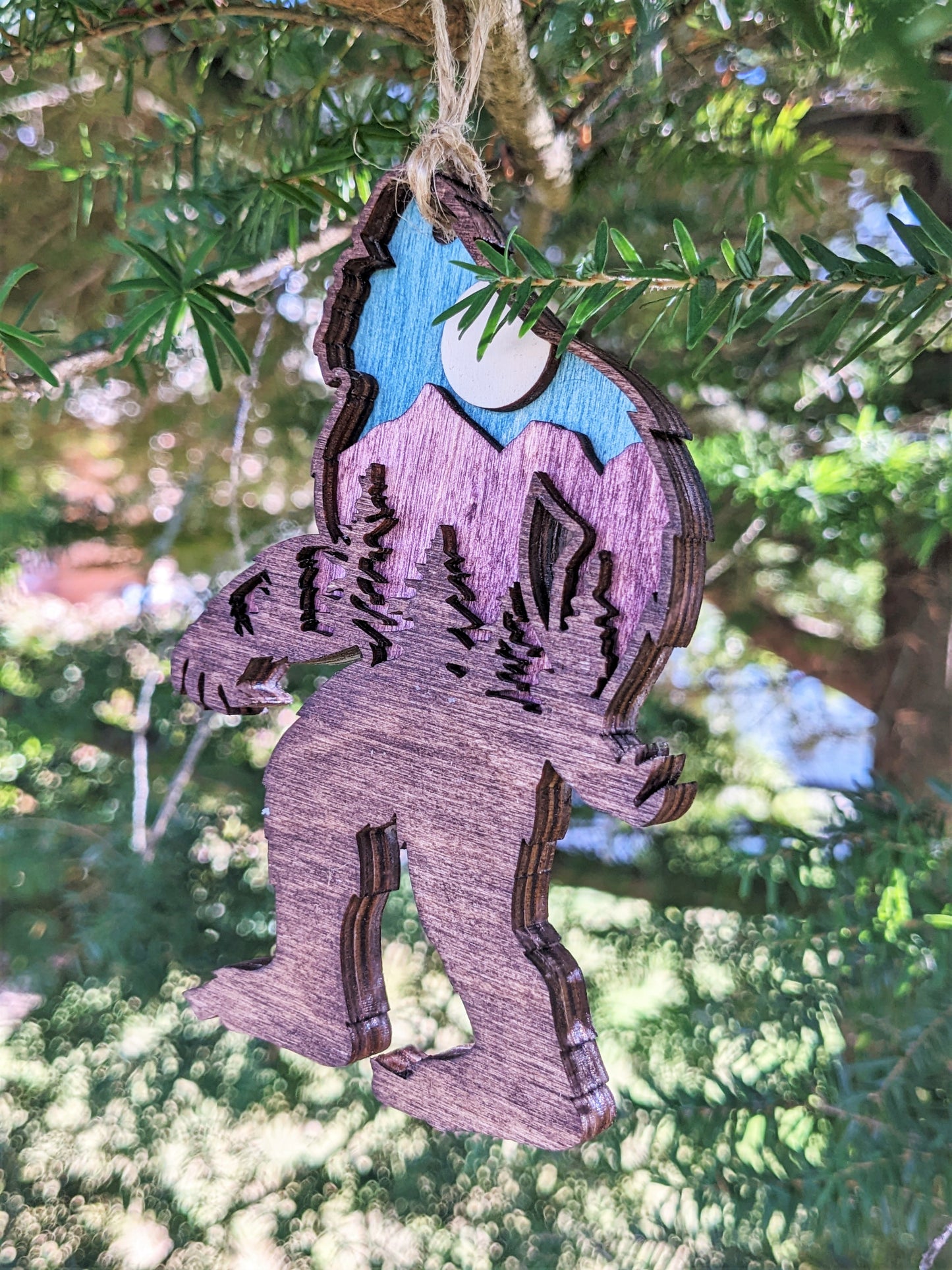 3D layered Wooden Sasquatch Christmas Ornament / Bigfoot Christmas Ornament Christmas Ornament 30.00