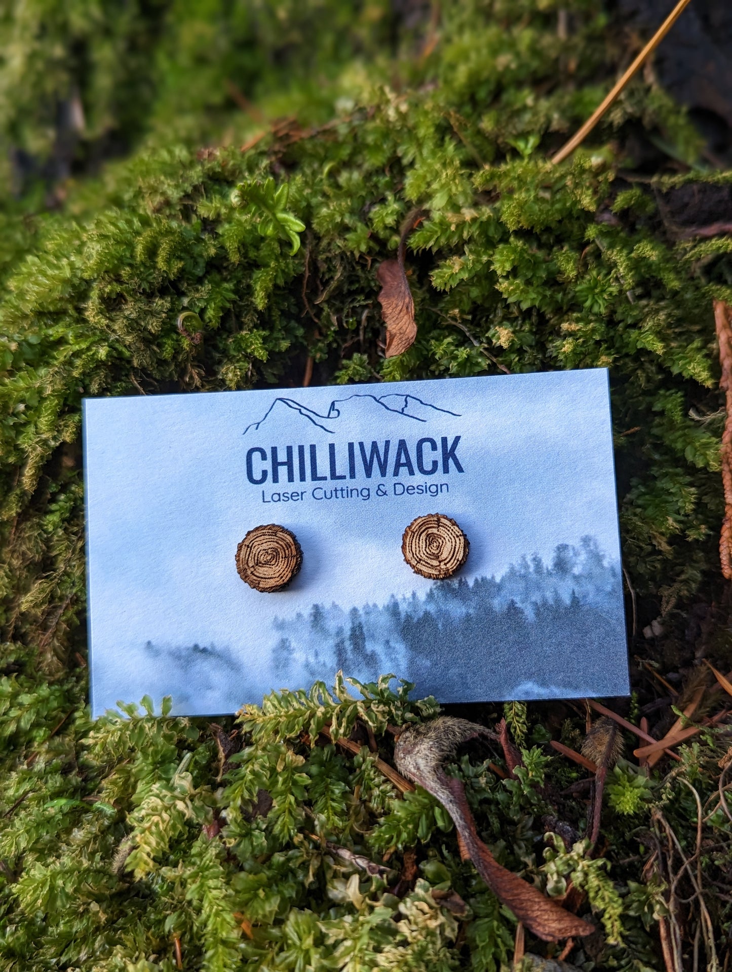 Wooden Log Earring Studs