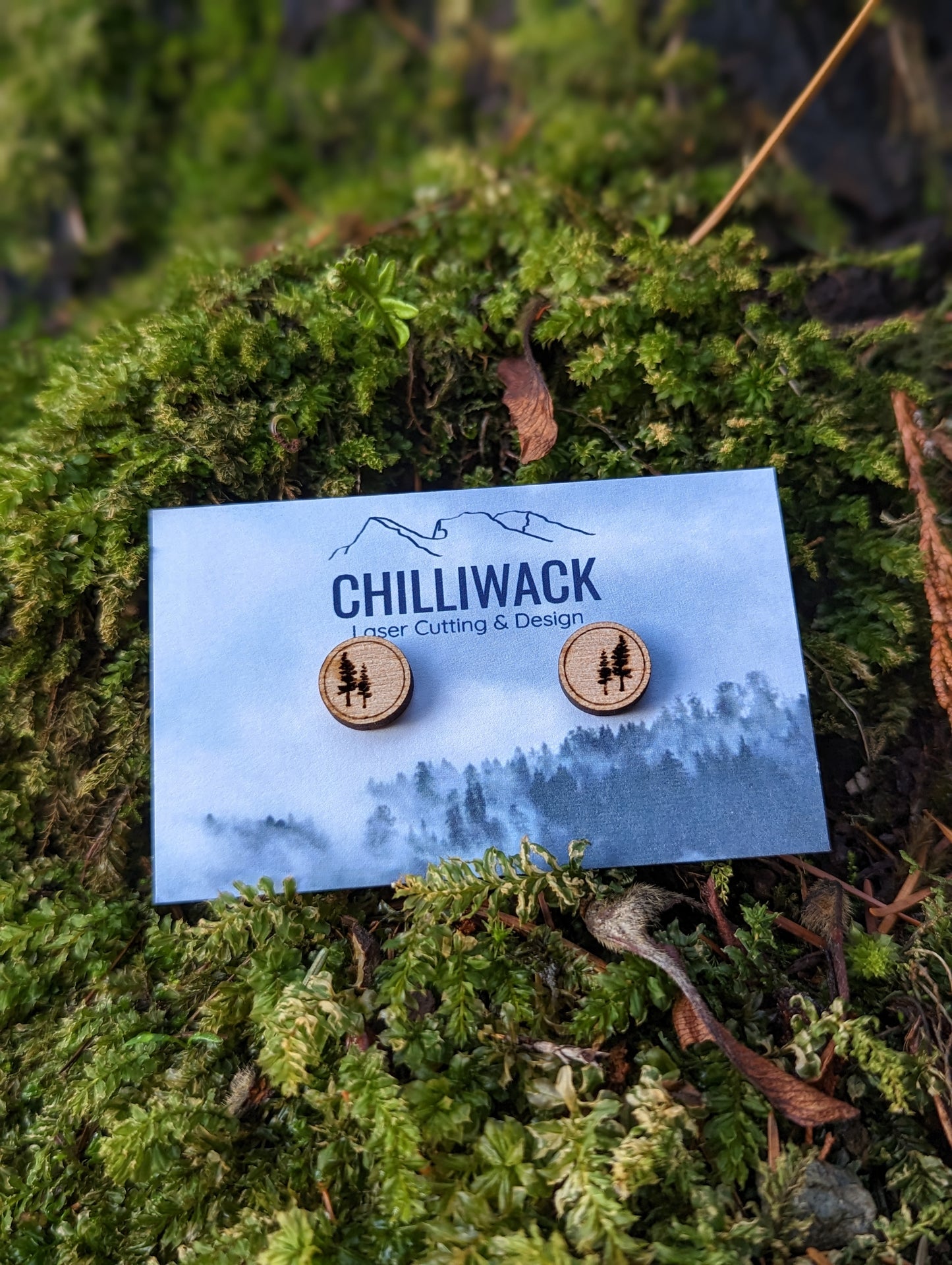 Wooden 2 Trees Earring Studs