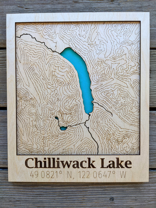 Chilliwack Lake Wooden Topographic Map