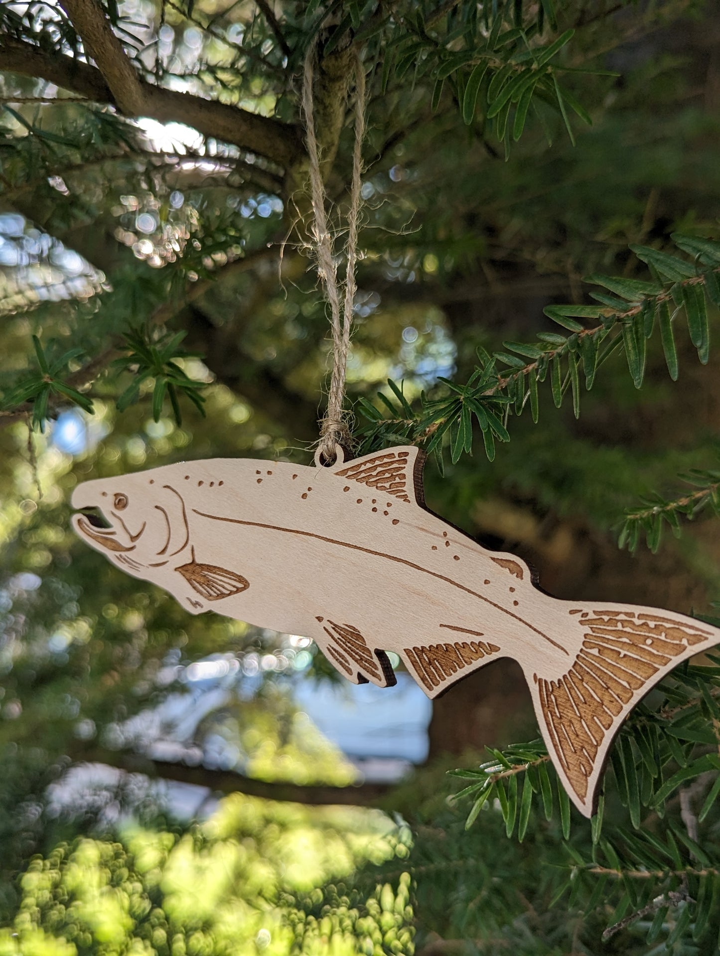 Wooden Salmon Christmas Ornament