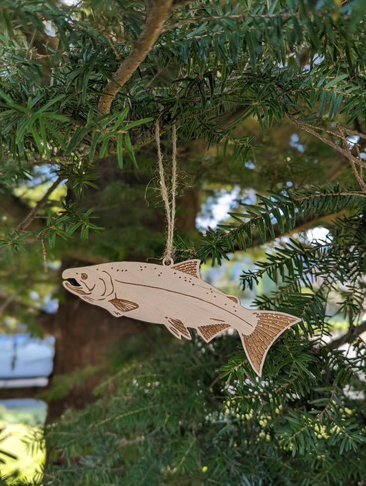 Wooden Salmon Christmas Ornament