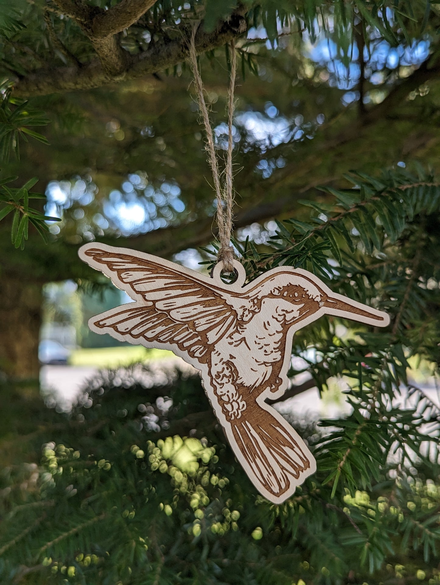 Wooden Hummingbird Christmas Ornament