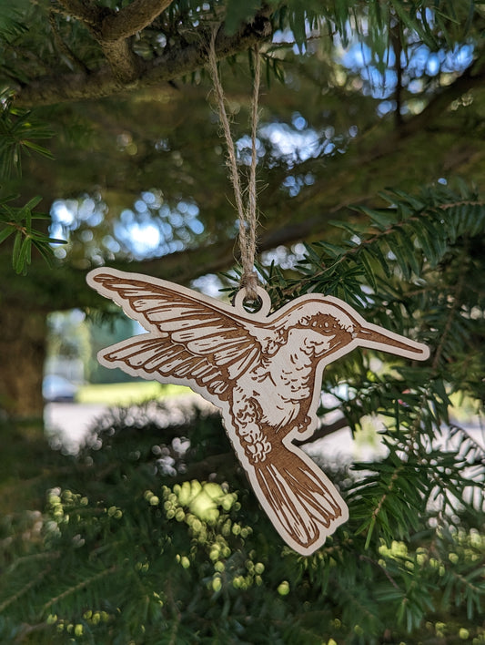 Wooden Hummingbird Christmas Ornament