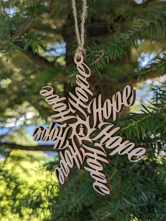 Wooden Advent snowflake Christmas Ornament