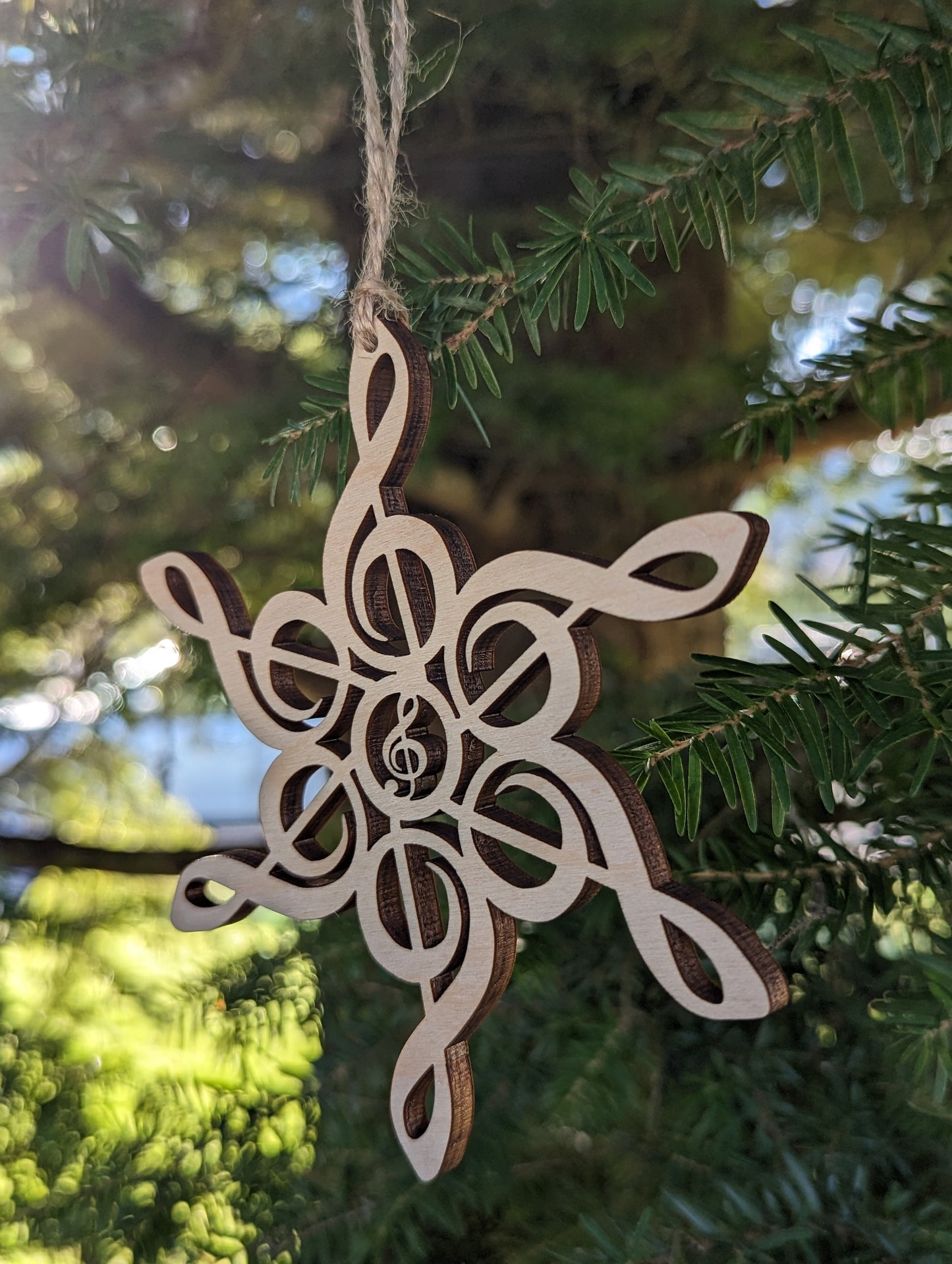 Wooden Music Snowflake Christmas Ornament