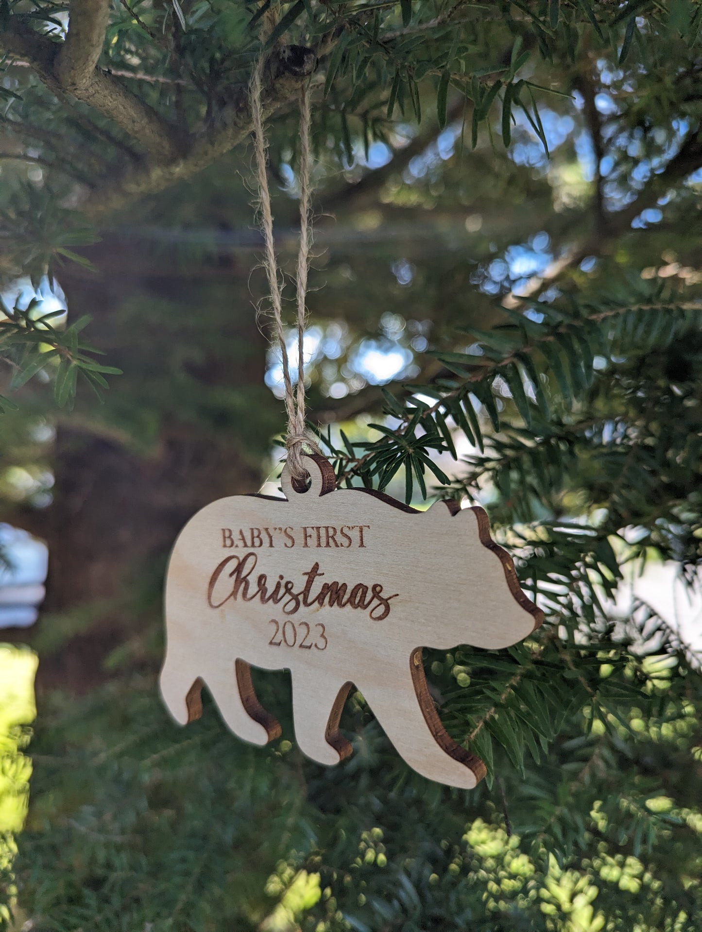 Wooden "Baby's First Christmas" Christmas Ornament