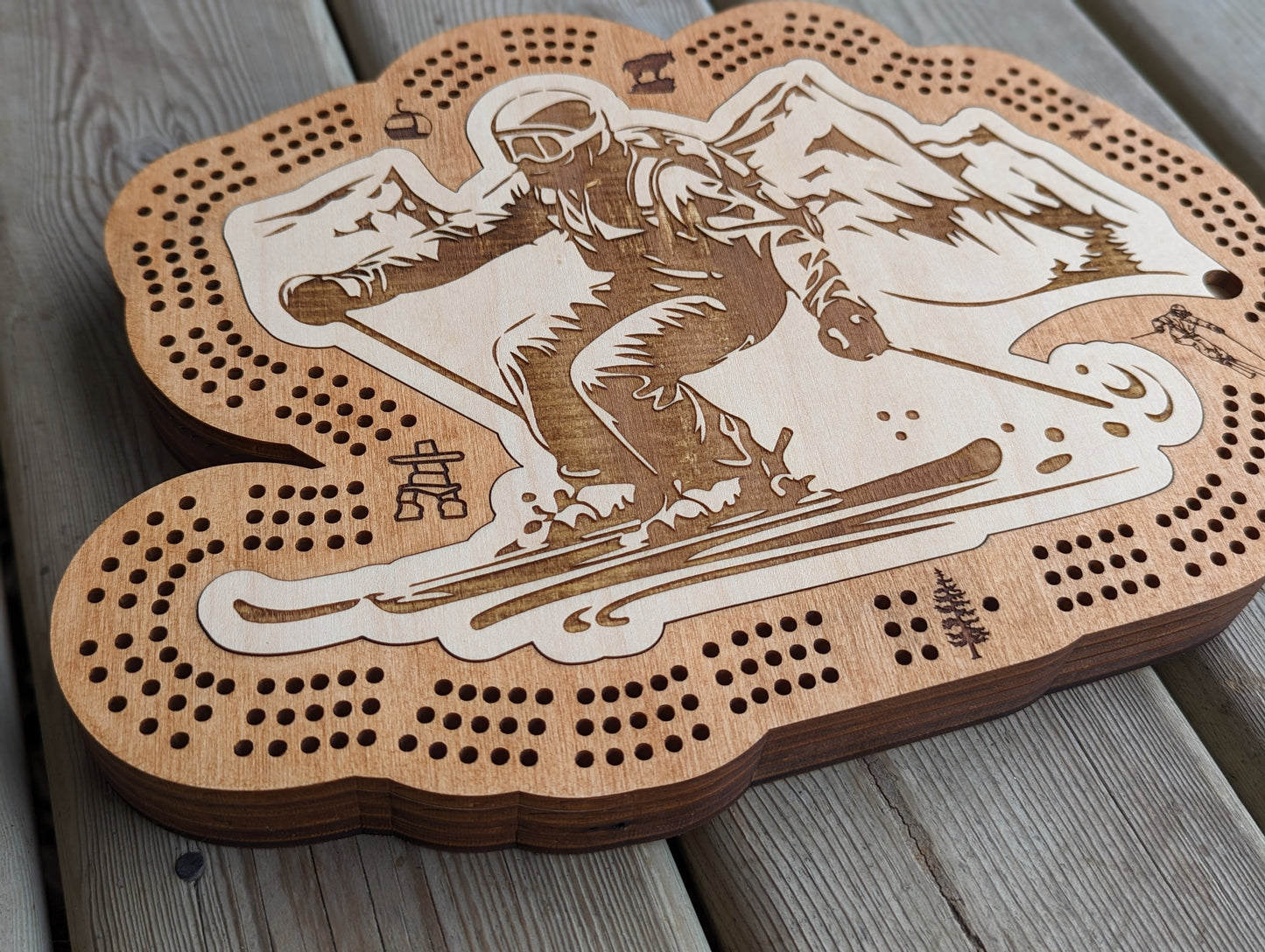 Skiing Cribbage Board