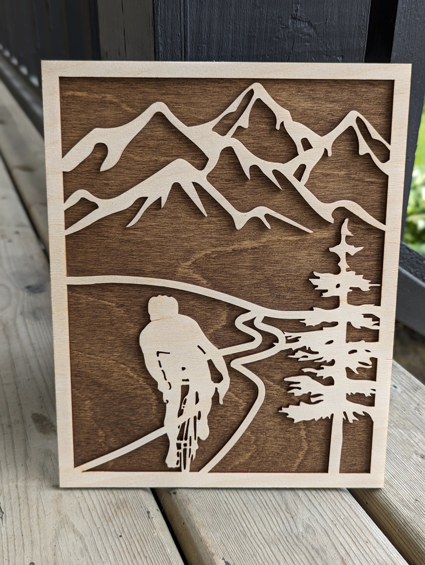 2 Layer 3D Wooden Cycling Wall Art