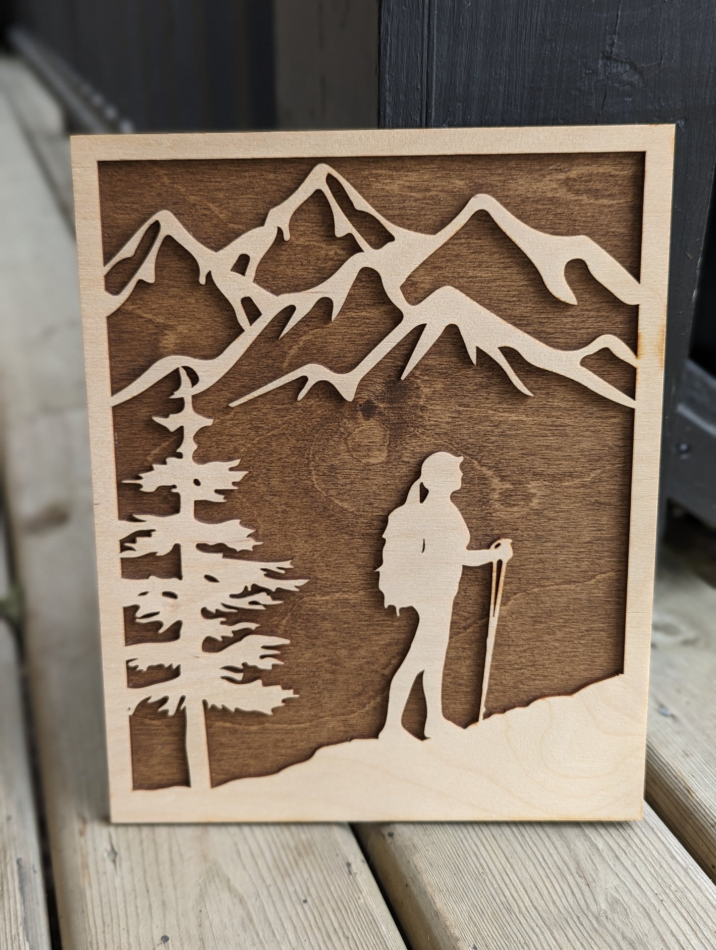 2 Layer 3D Wooden hiking Wall Art