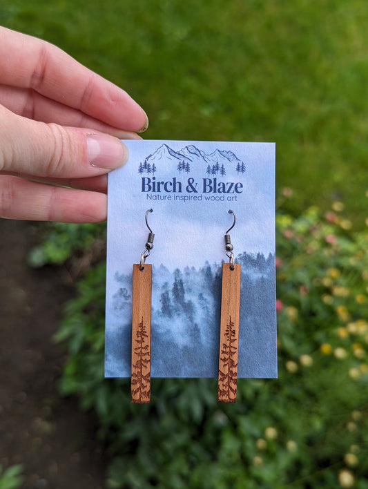 Dangly Wooden Tree Earrings