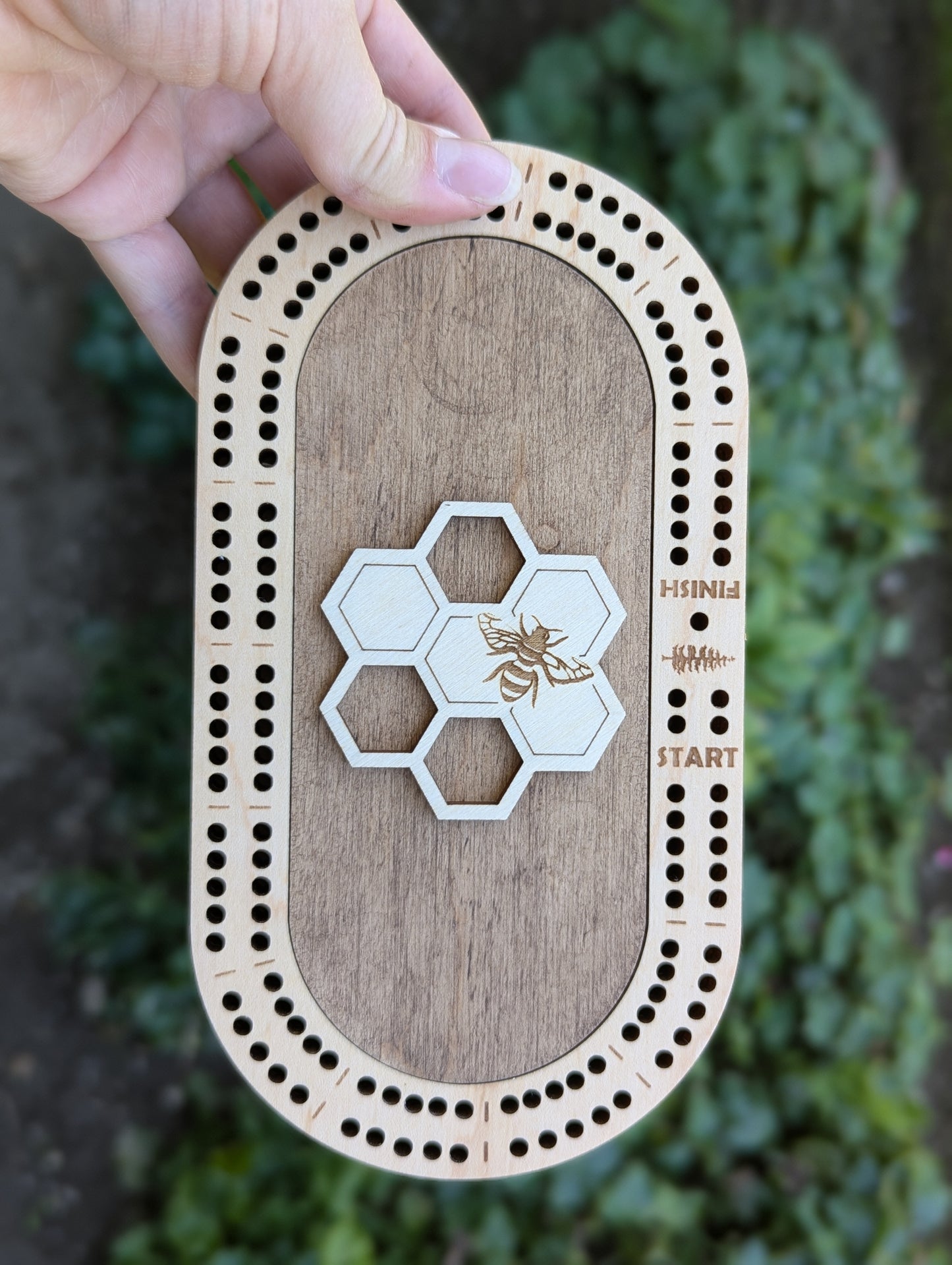 Travel Size Honeycomb/Bee Cribbage Board