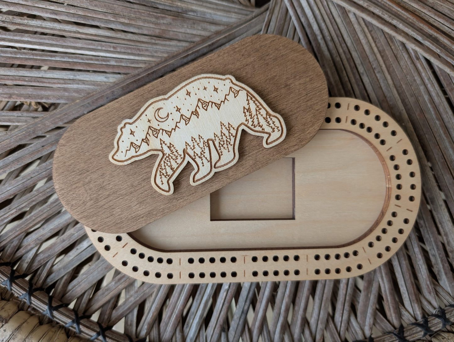 Travel Size Bear Cribbage Board