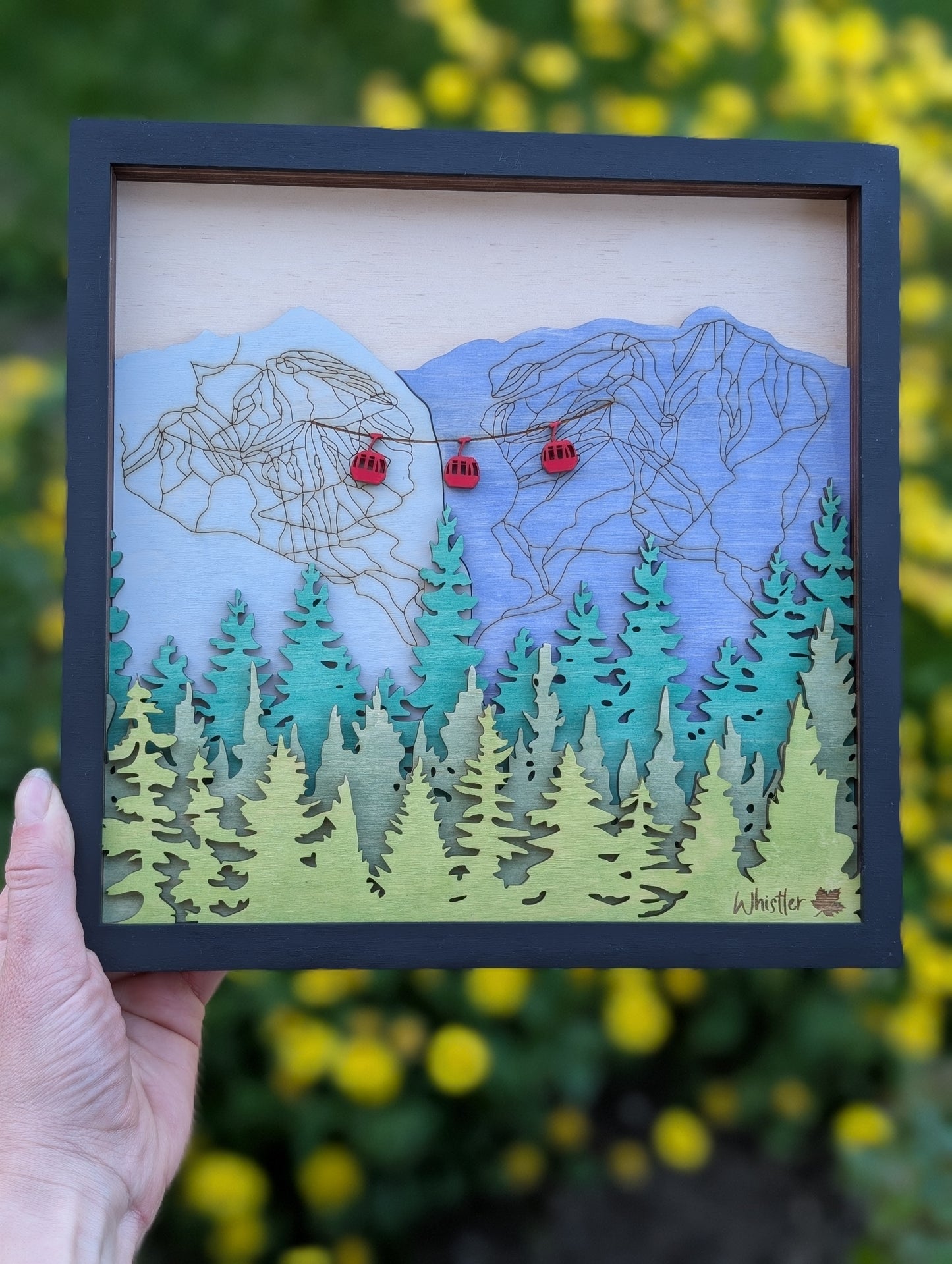 3D Layered Whistler mountain and Gondola scene