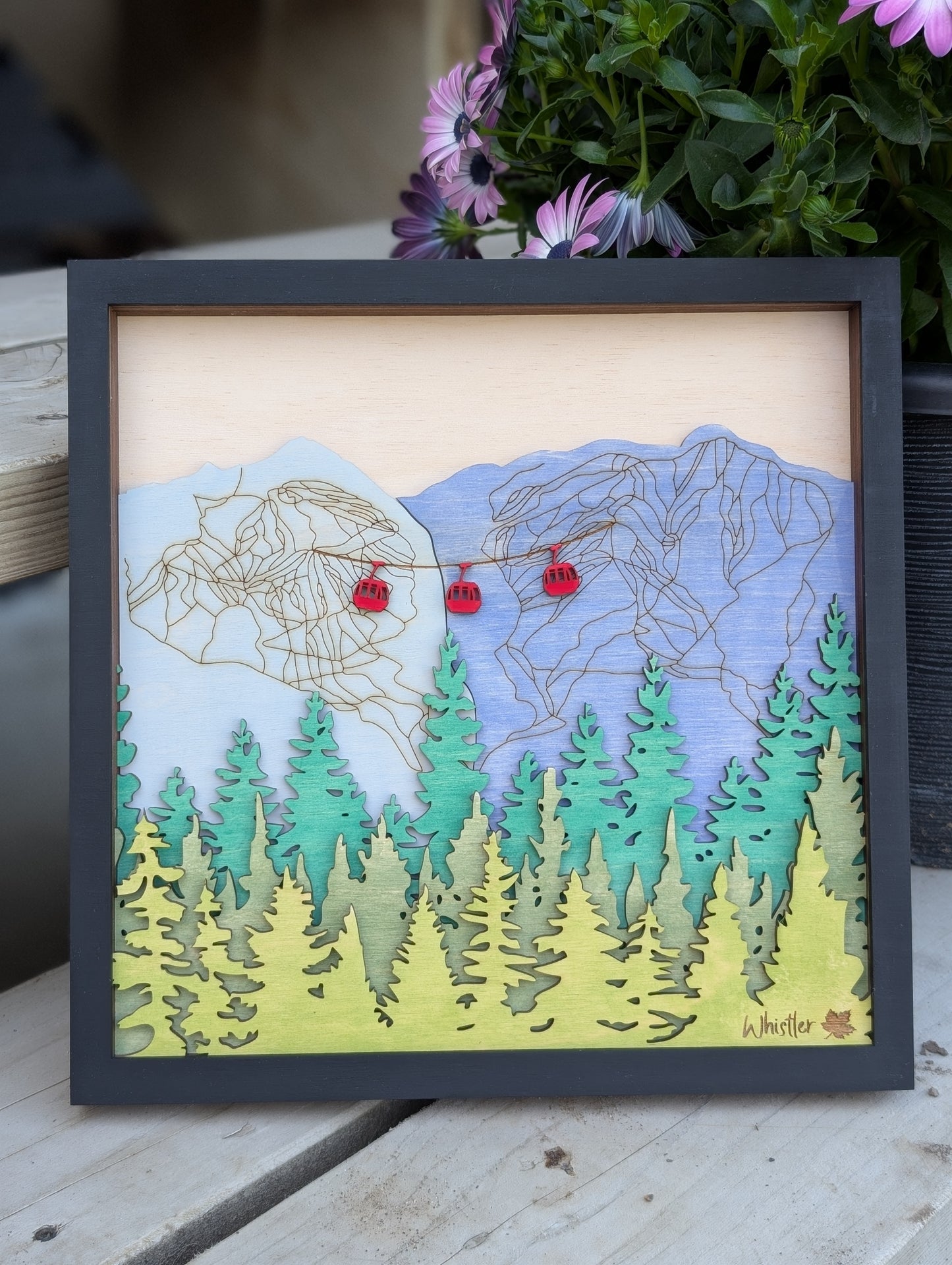 3D Layered Whistler mountain and Gondola scene