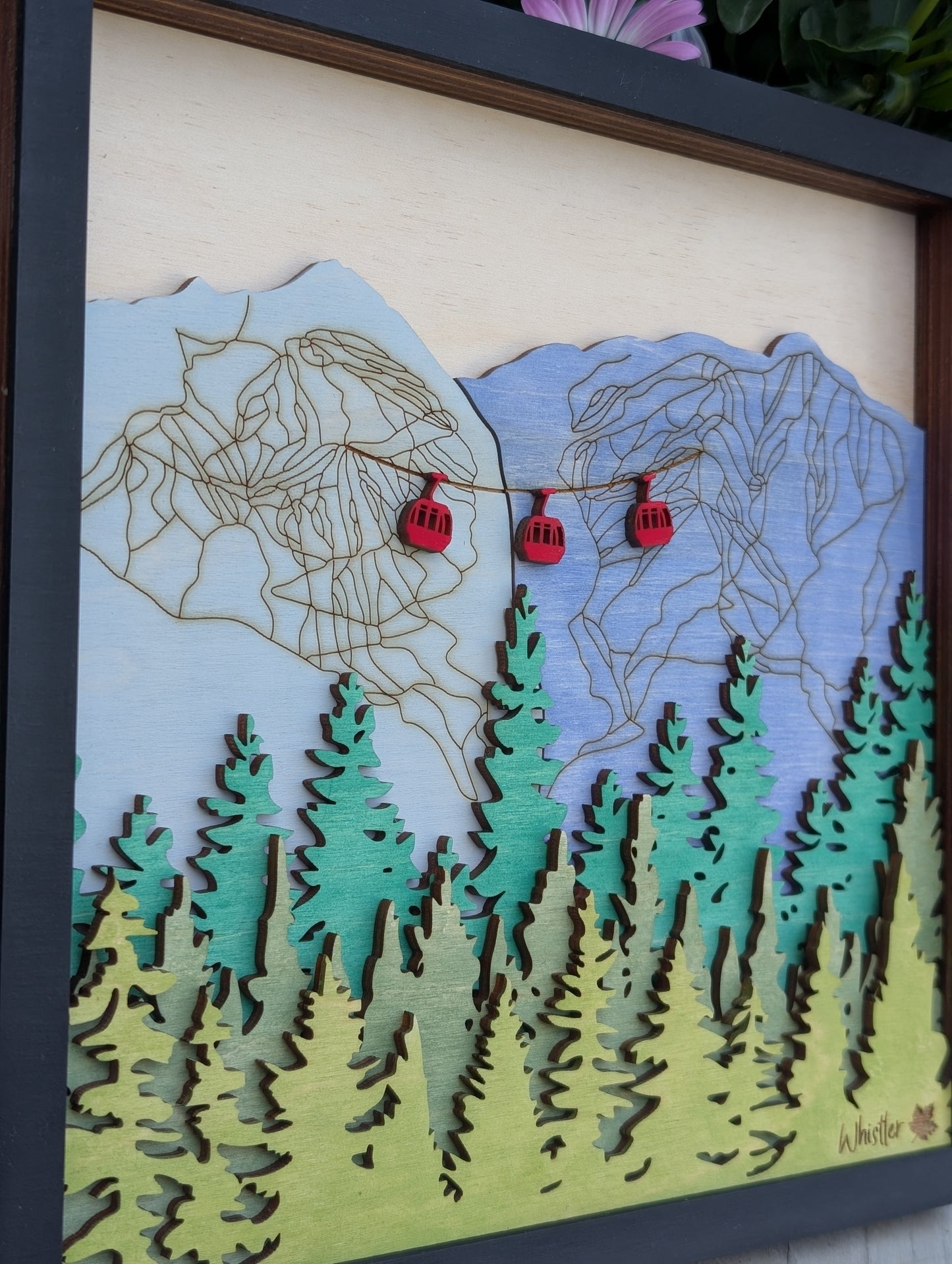 3D Layered Whistler mountain and Gondola scene