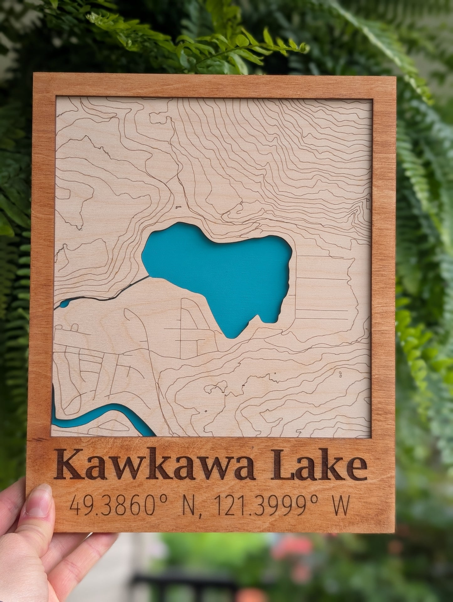 Kawkawa Lake Wooden Topographic Map