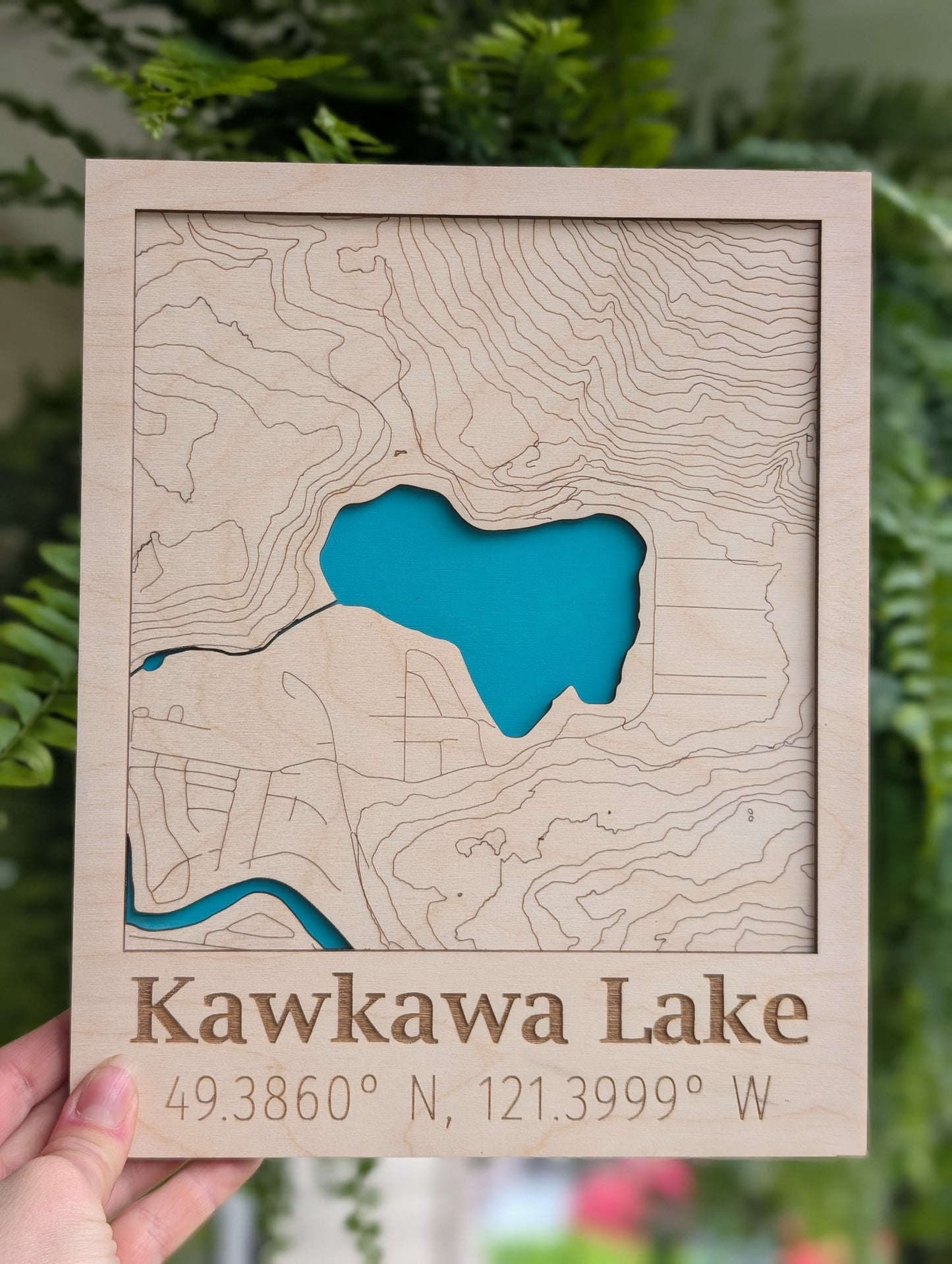 Kawkawa Lake Wooden Topographic Map