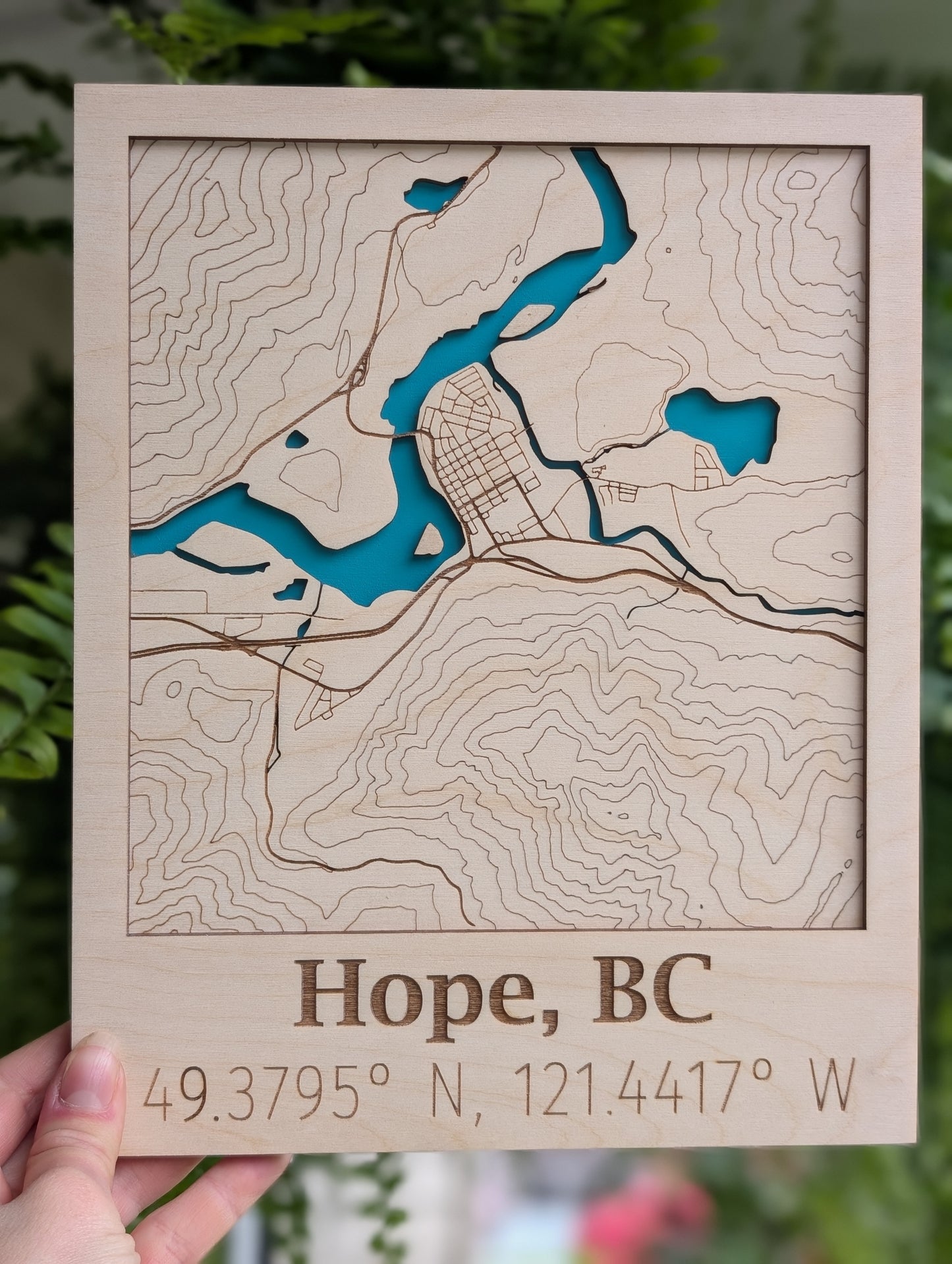 Hope, BC Wooden Topographic Map