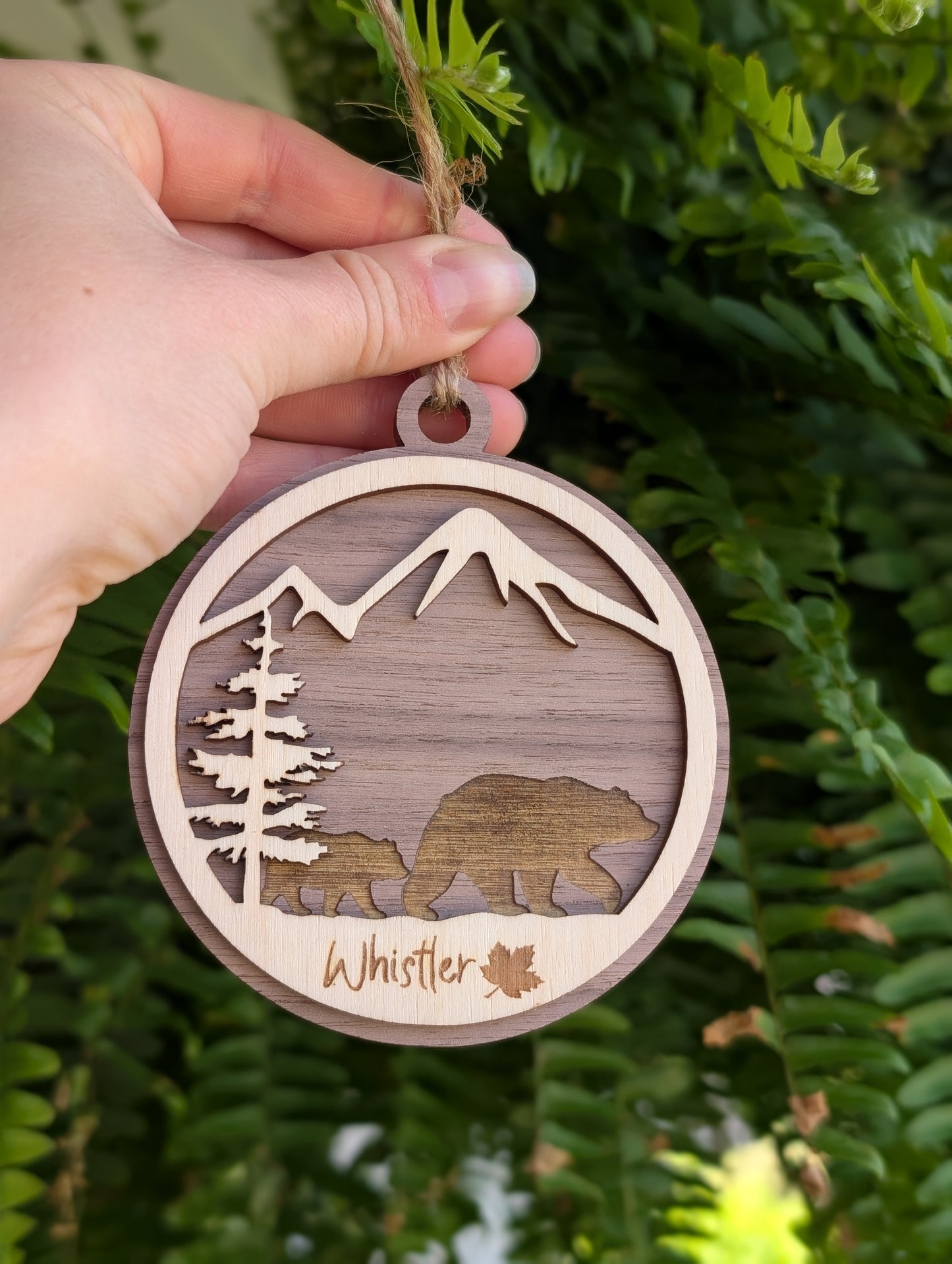 Wooden 2 Layer Bear Christmas Ornament