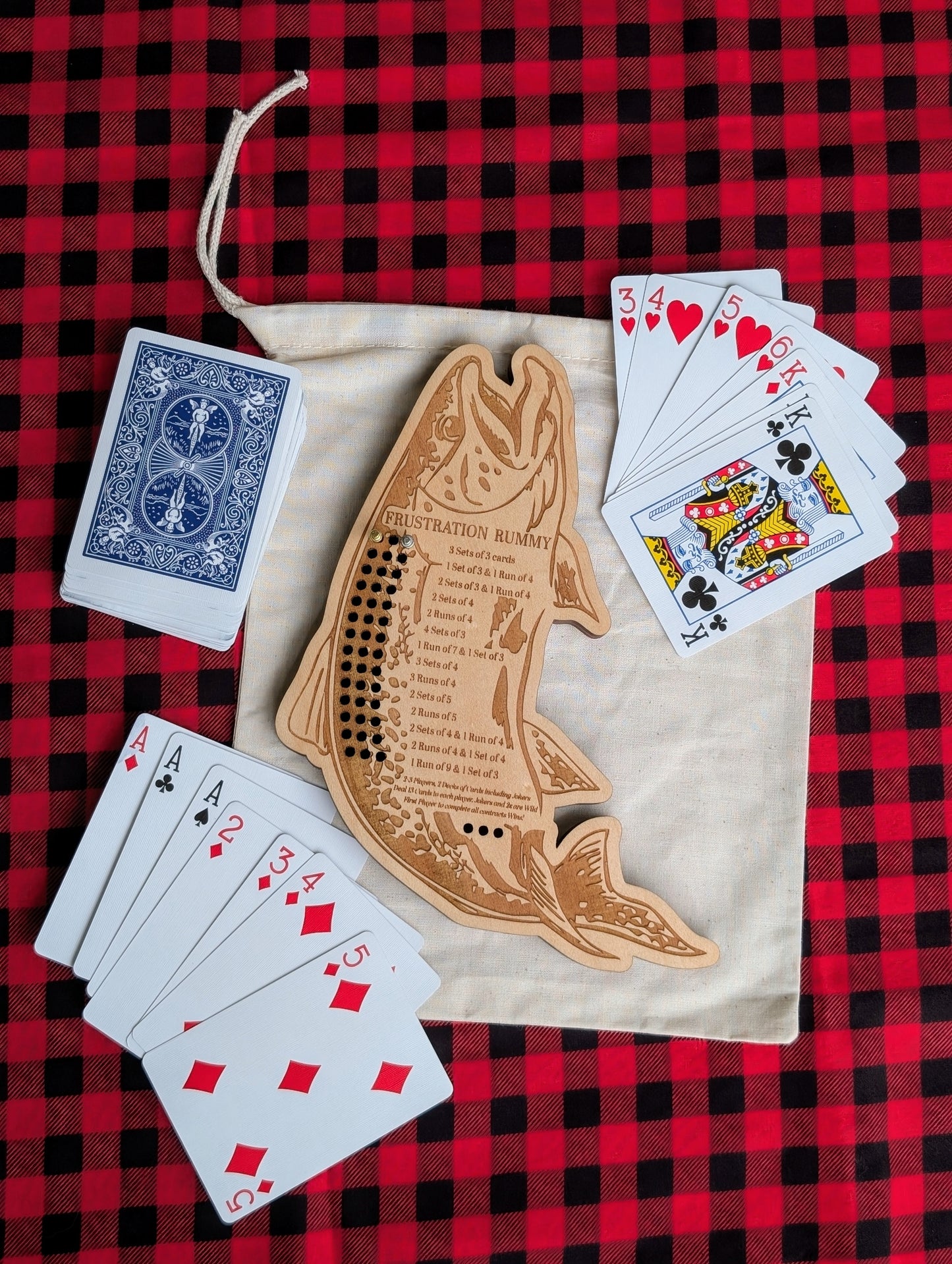 Wooden Fish Frustration Rummy Board