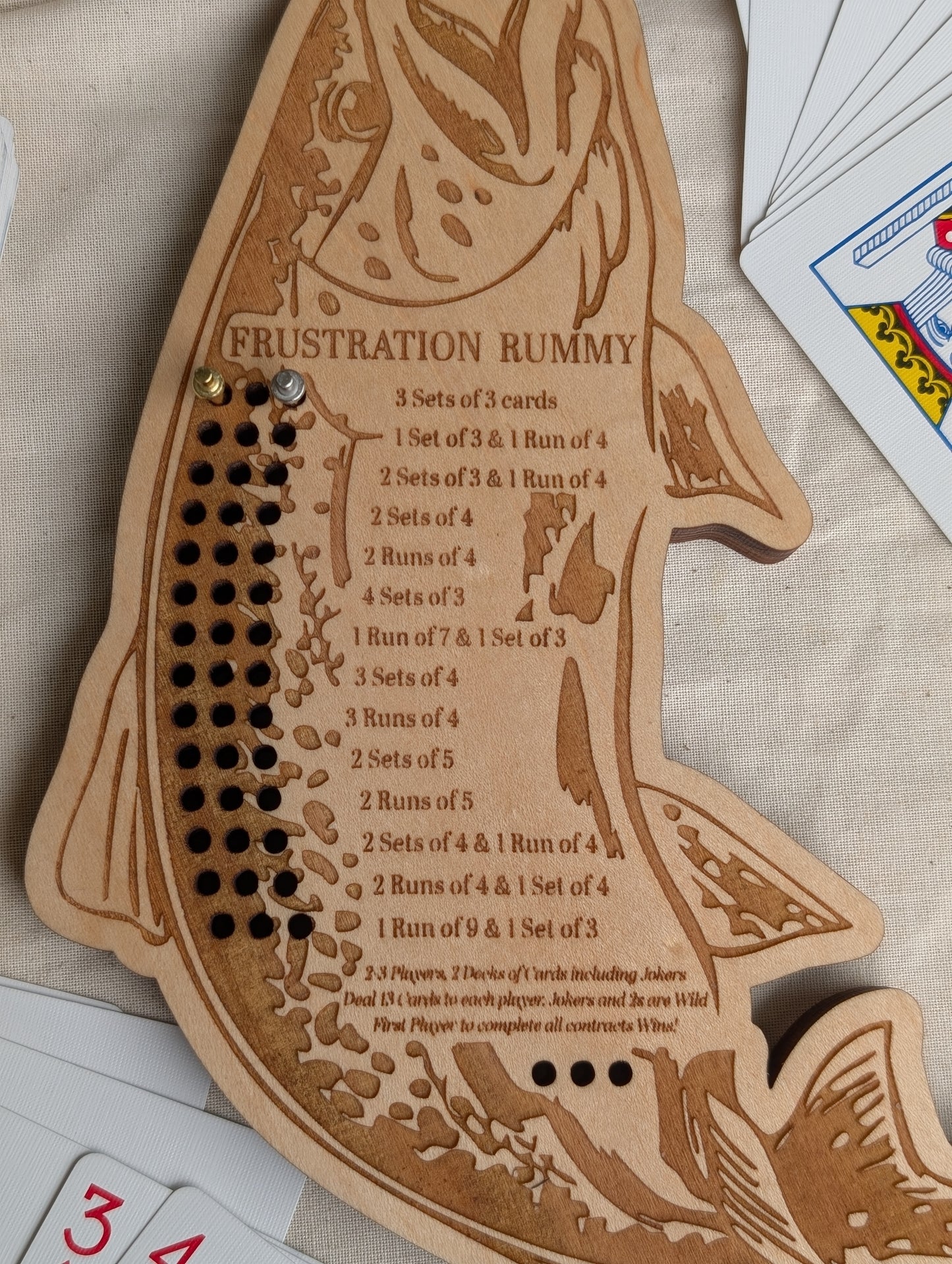 Wooden Fish Frustration Rummy Board