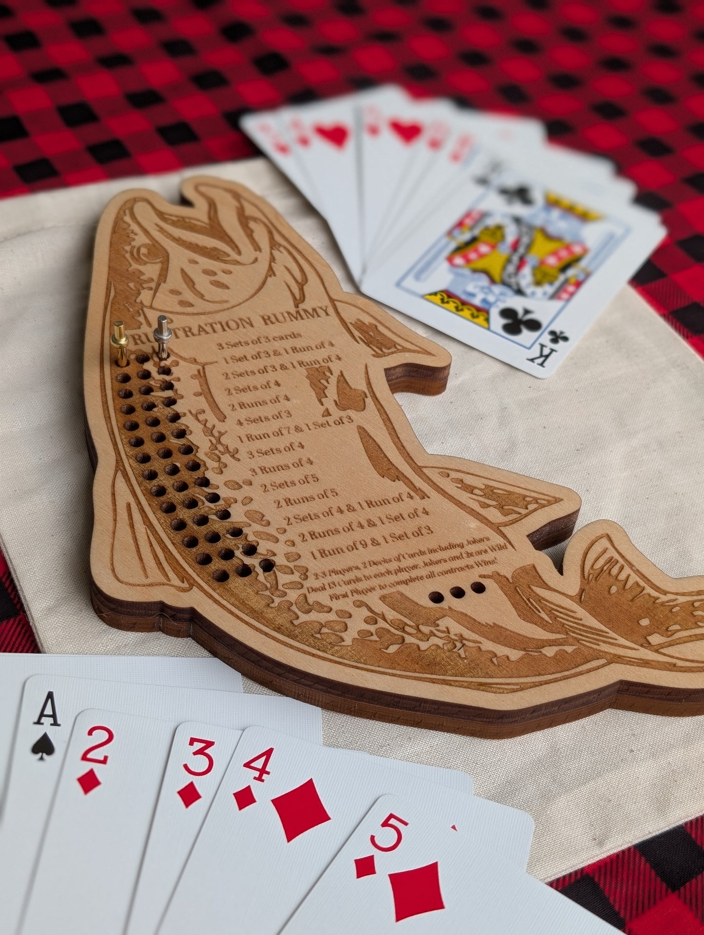 Wooden Fish Frustration Rummy Board