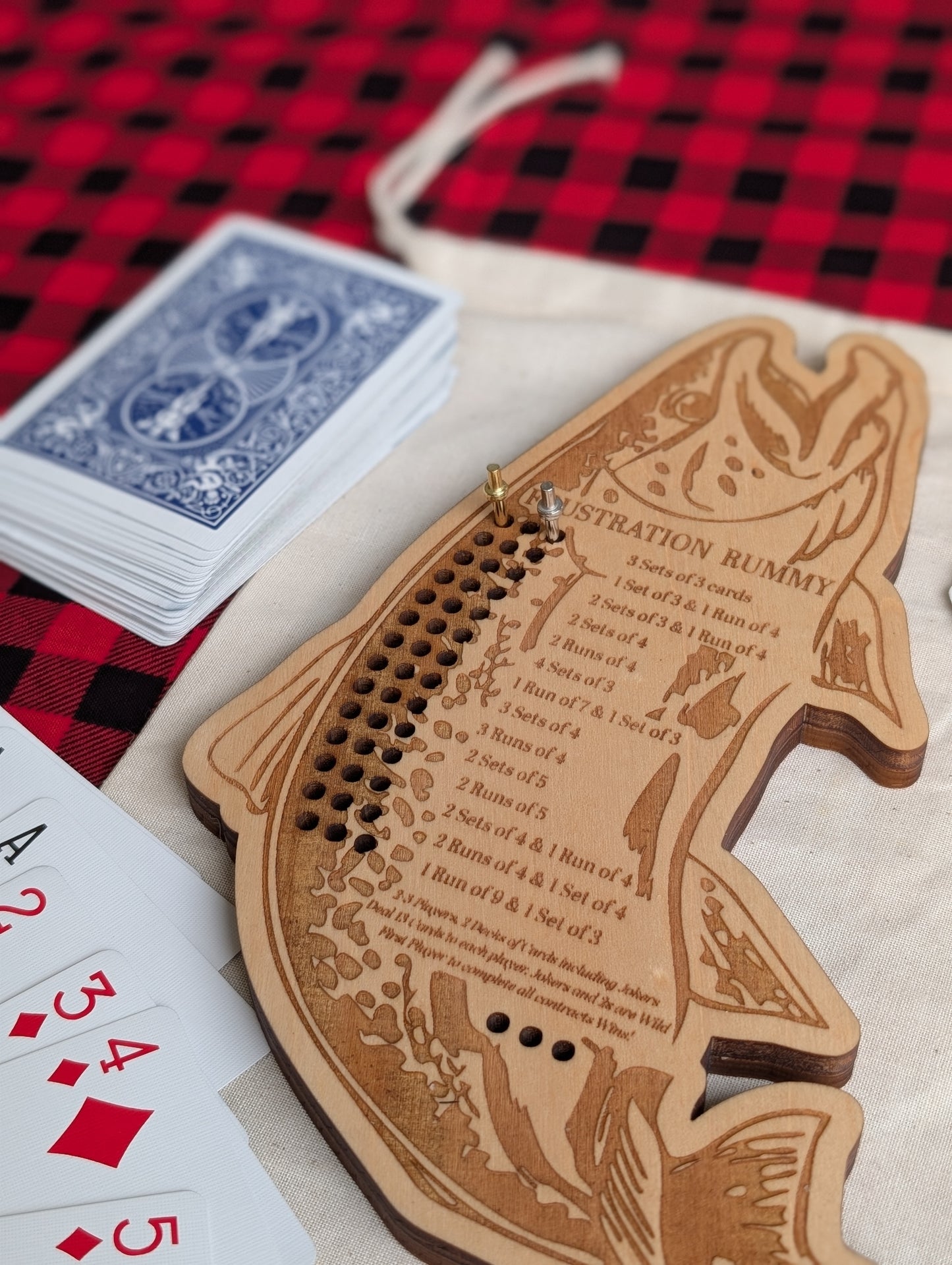 Wooden Fish Frustration Rummy Board