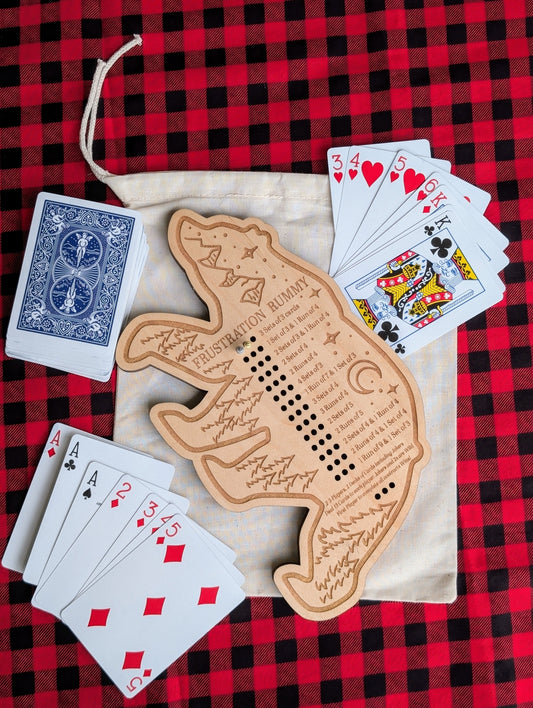 Wooden Bear Frustration Rummy Board