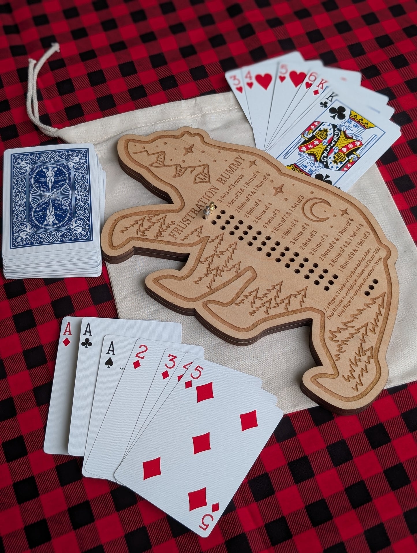 Wooden Bear Frustration Rummy Board