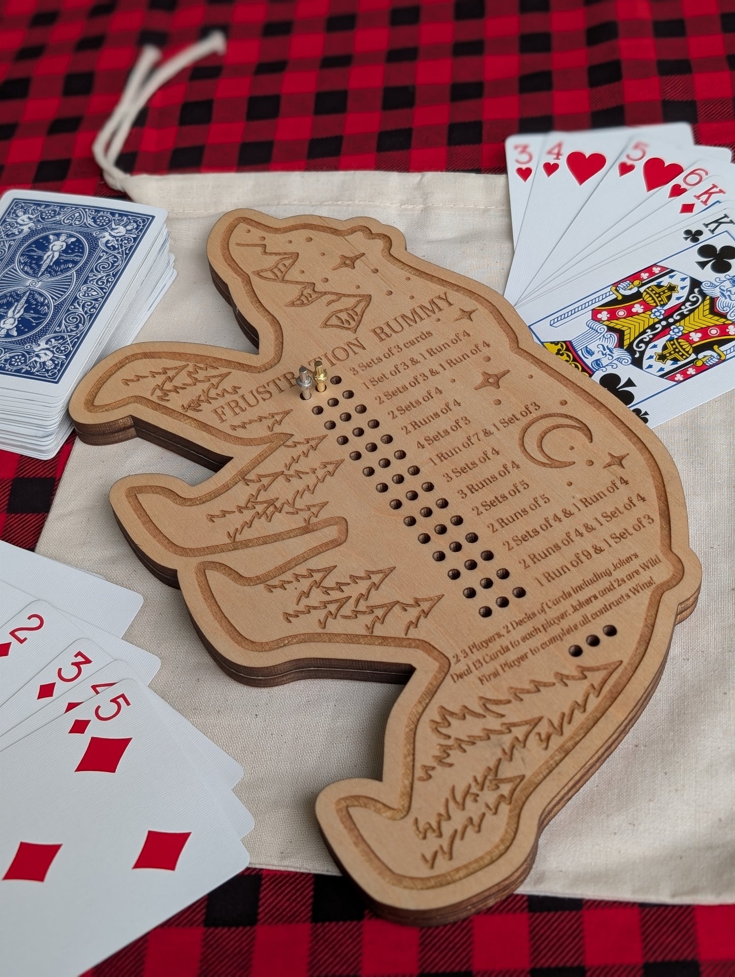 Wooden Bear Frustration Rummy Board