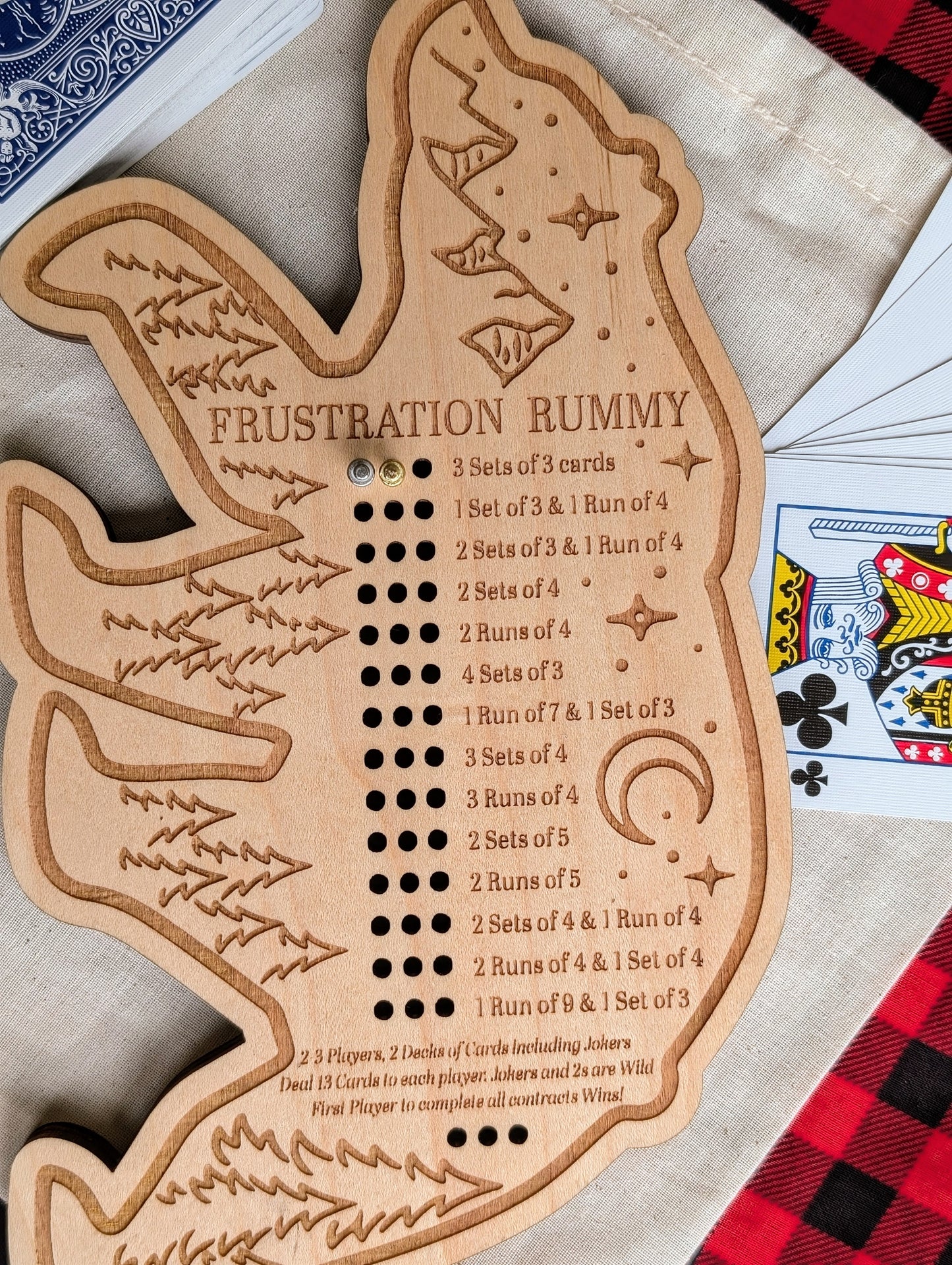 Wooden Bear Frustration Rummy Board