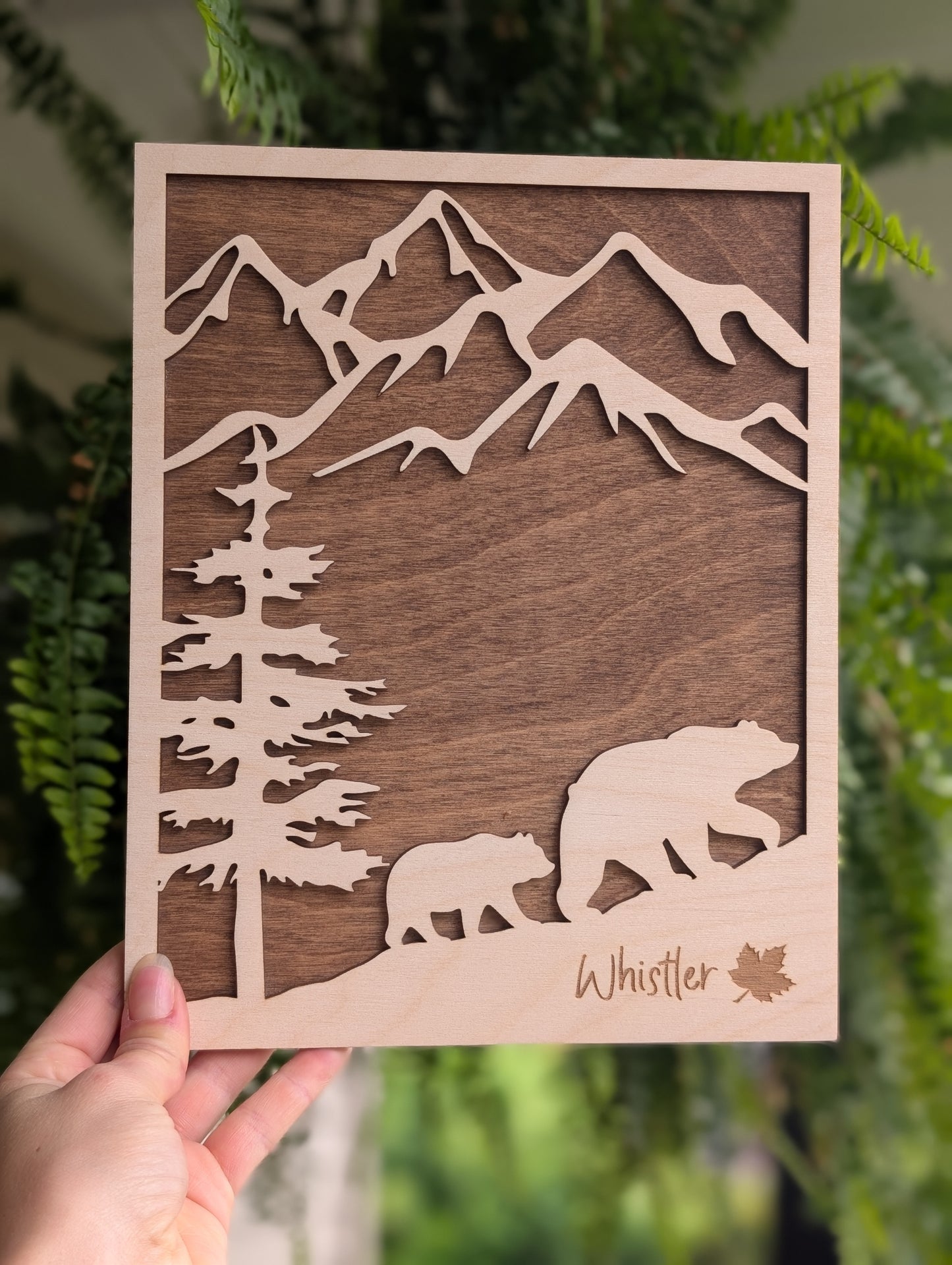 2 Layer Wooden Mama Bear with Baby Bear Wall Art
