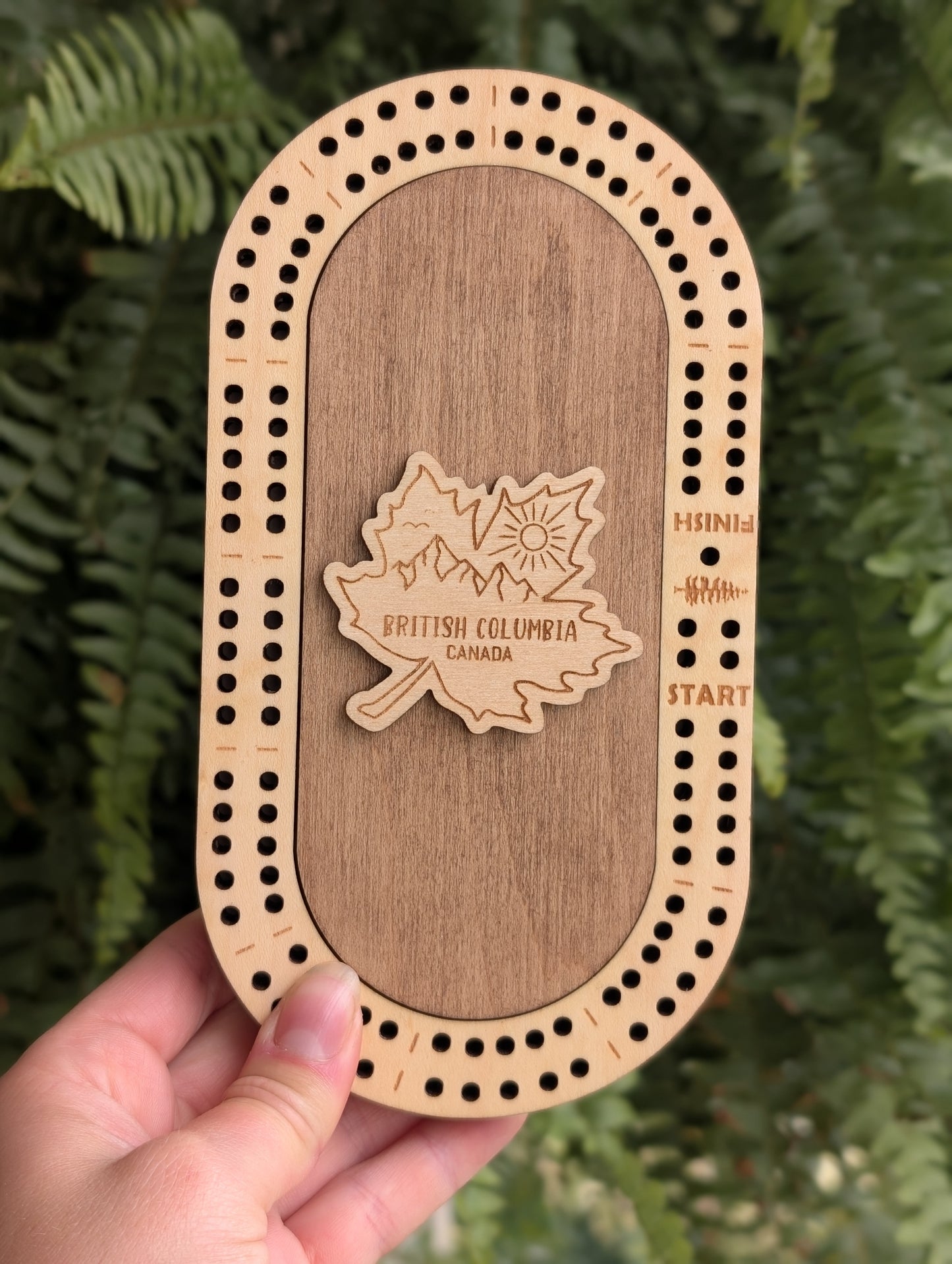 Travel Size Maple leaf Cribbage Board