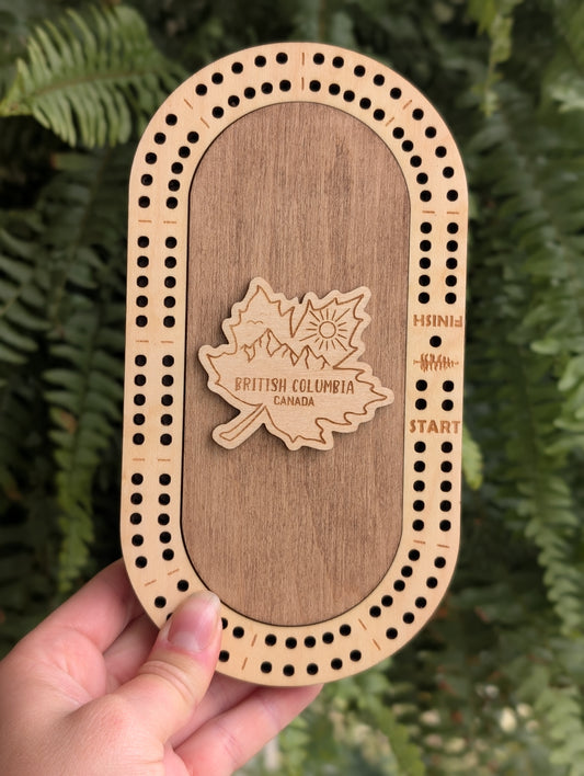 Travel Size Maple leaf Cribbage Board