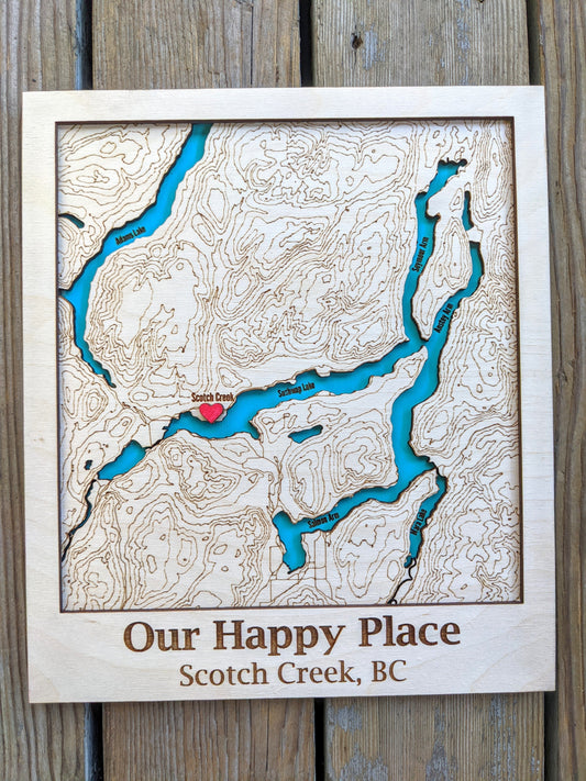 Custom Topography Wood Art, Farm Map, Mountain Map, Custom Contour Map,  Volcano Contour Map, Custom Home Decor 